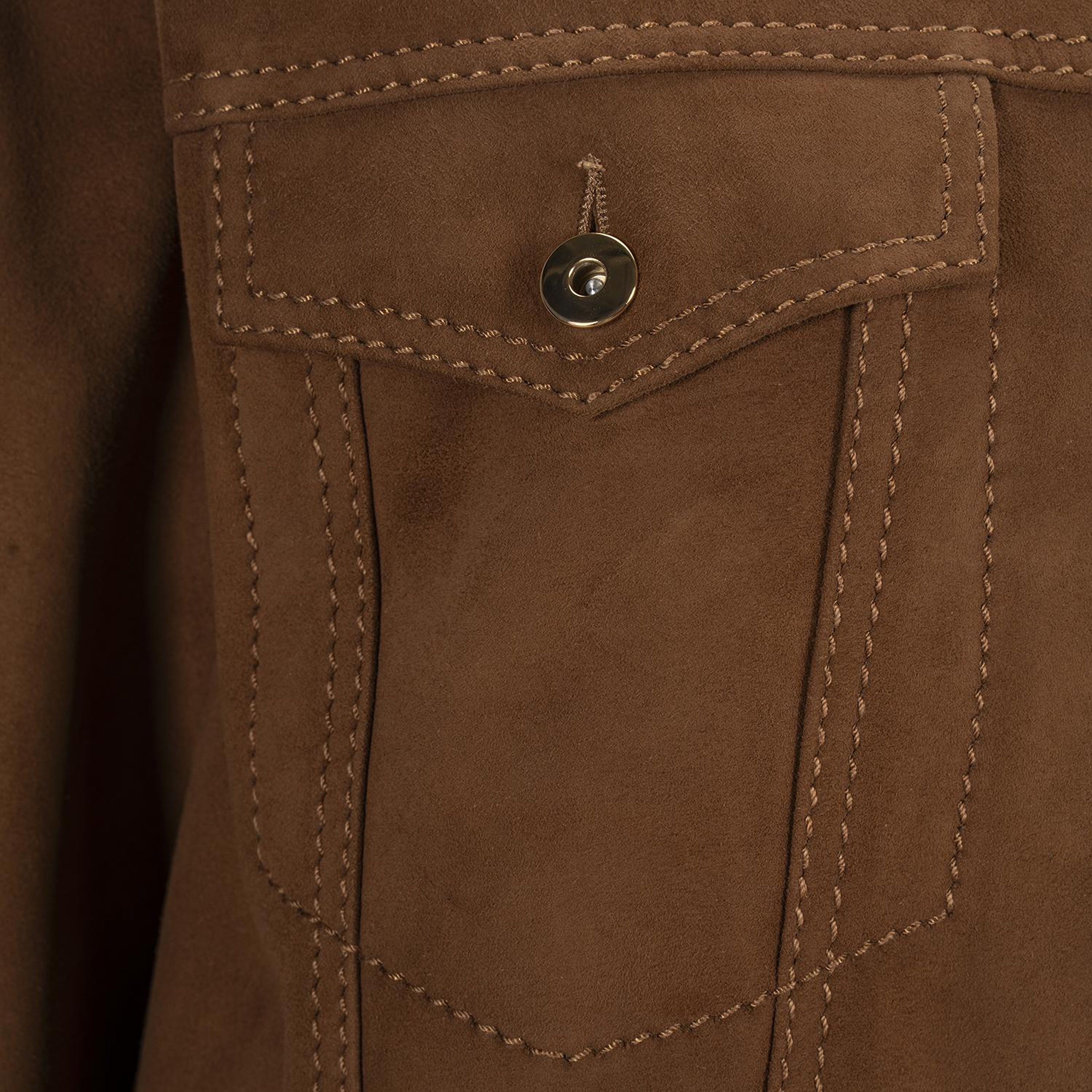 Kadın Kahve Gömlek Yakalı Spor Dikiş Detaylı Süet Ceket