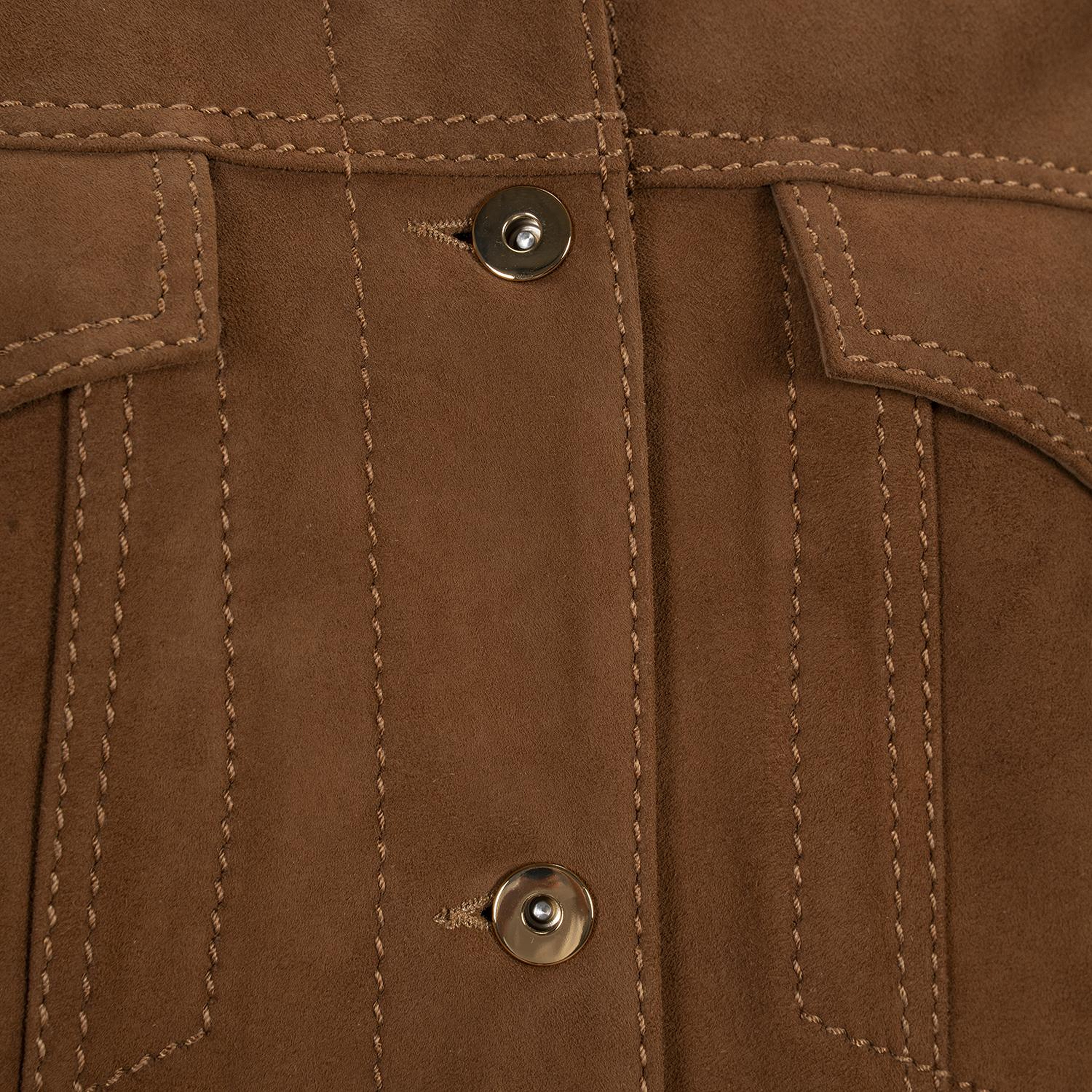 Kadın Kahve Gömlek Yakalı Spor Dikiş Detaylı Süet Ceket