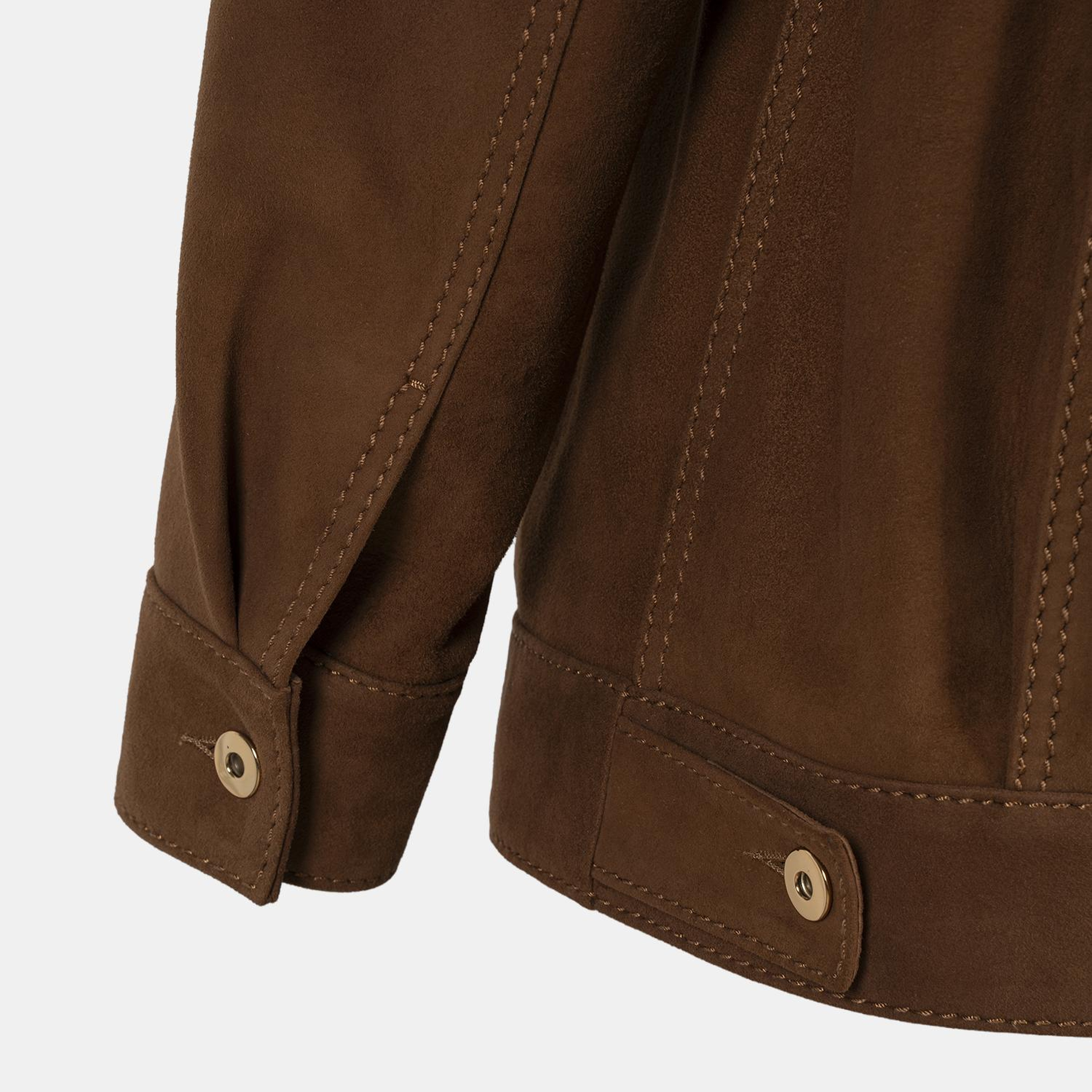 Kadın Kahve Gömlek Yakalı Spor Dikiş Detaylı Süet Ceket