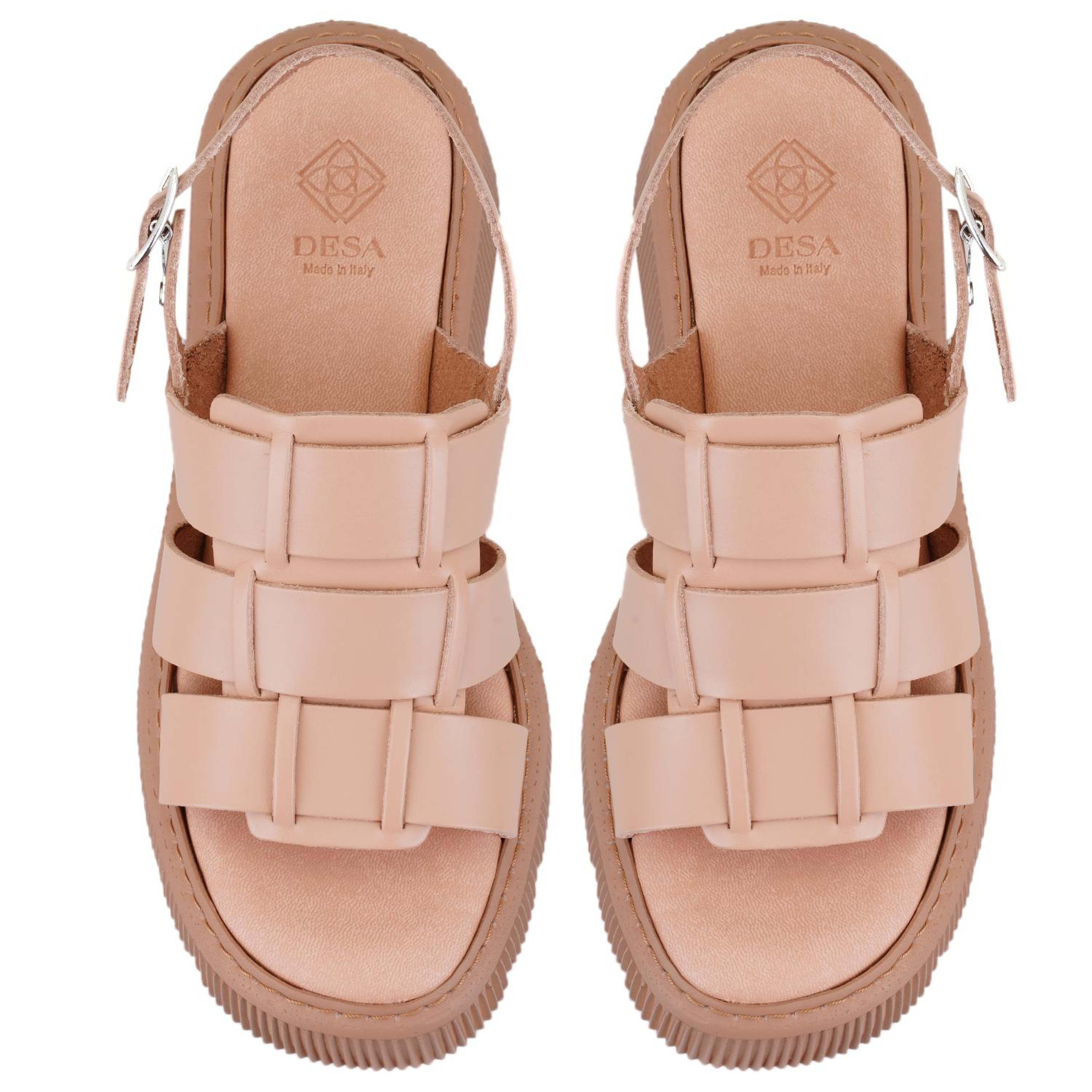 Kadın Pembe Dolgu Tabanlı Deri Sandalet