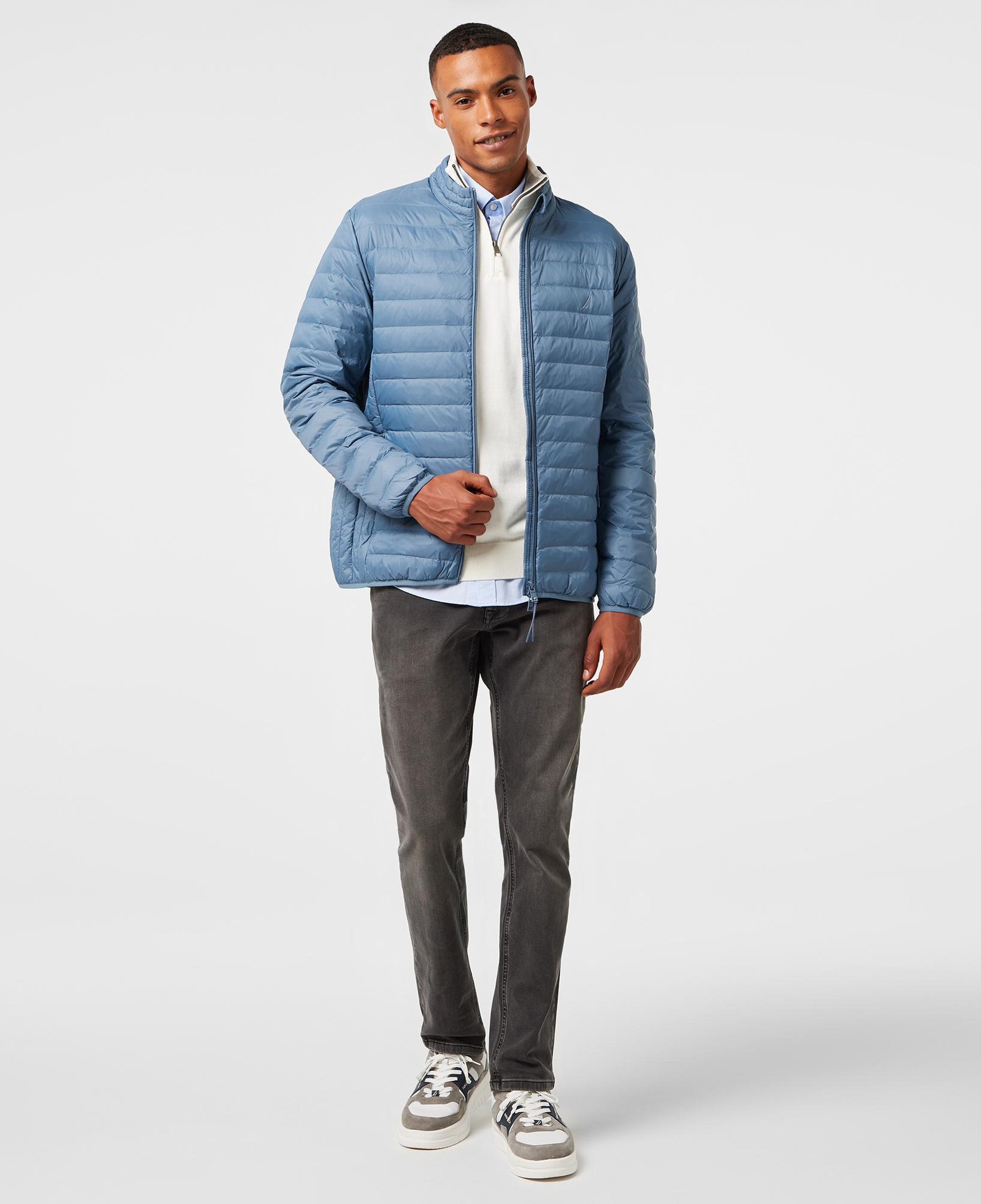 Nautica Erkek Mavi Su Kaydırma Özellikli Kaz Tüyü Mont