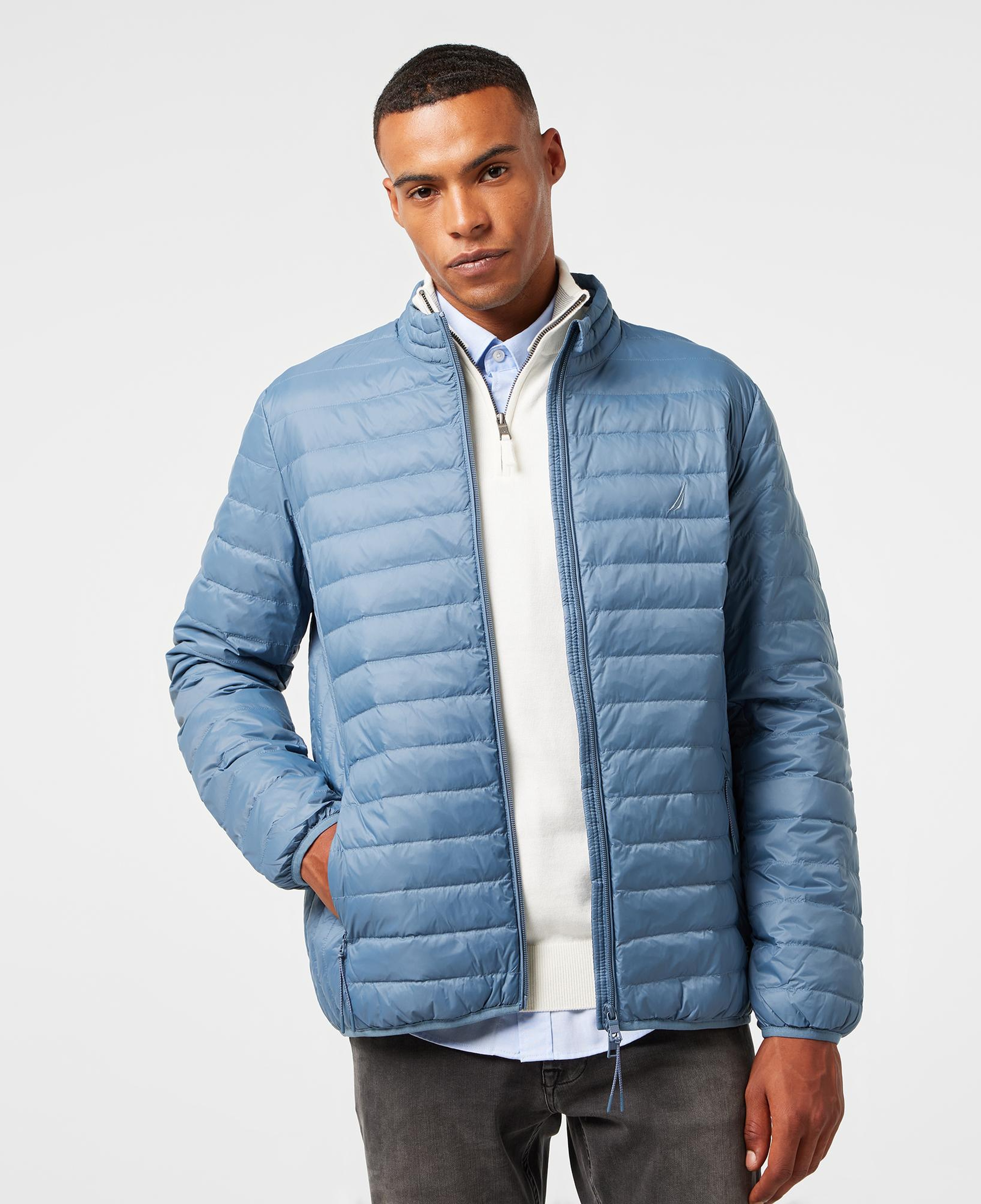 Nautica Erkek Mavi Su Kaydırma Özellikli Kaz Tüyü Mont