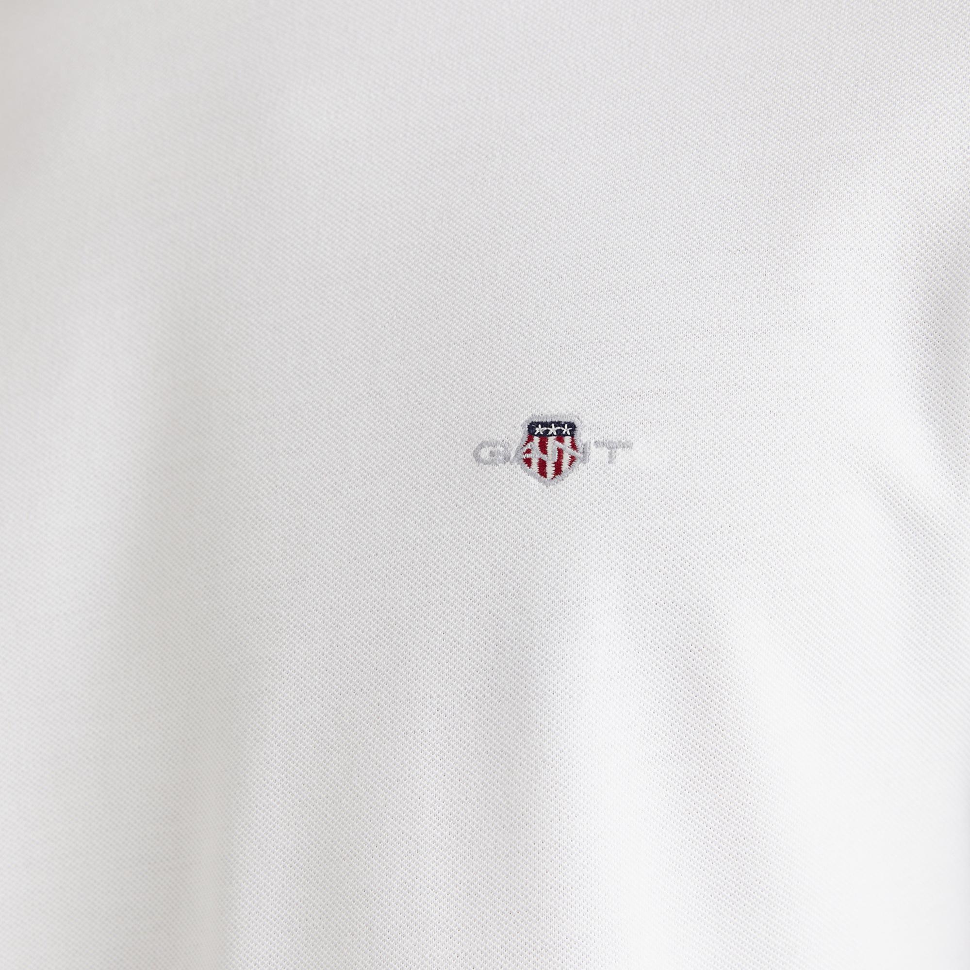 GANT Erkek Beyaz Slim Fit Bisiklet Yaka Uzun Kollu T-Shirt