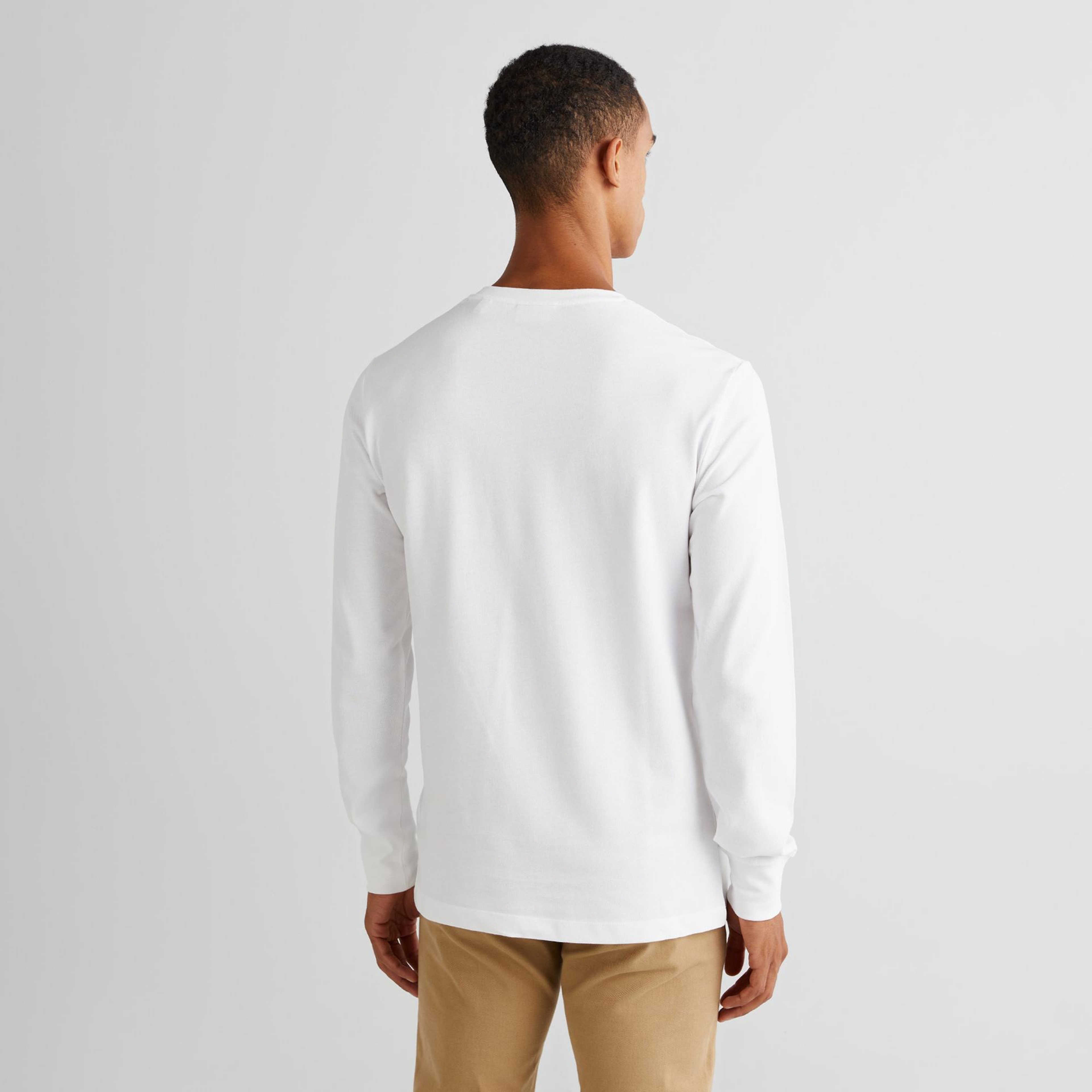 GANT Erkek Beyaz Slim Fit Bisiklet Yaka Uzun Kollu T-Shirt