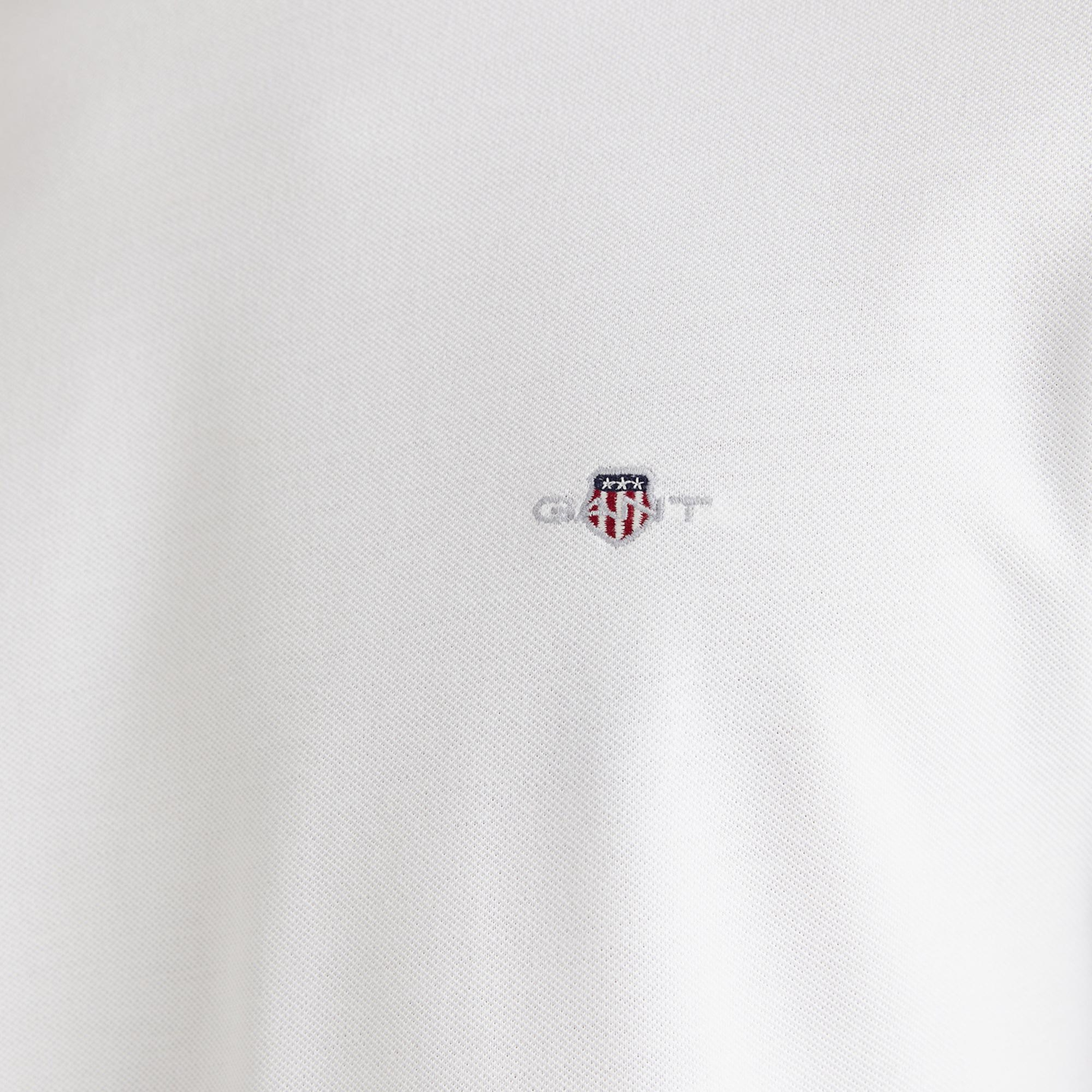 GANT Erkek Beyaz Slim Fit Bisiklet Yaka Uzun Kollu T-Shirt