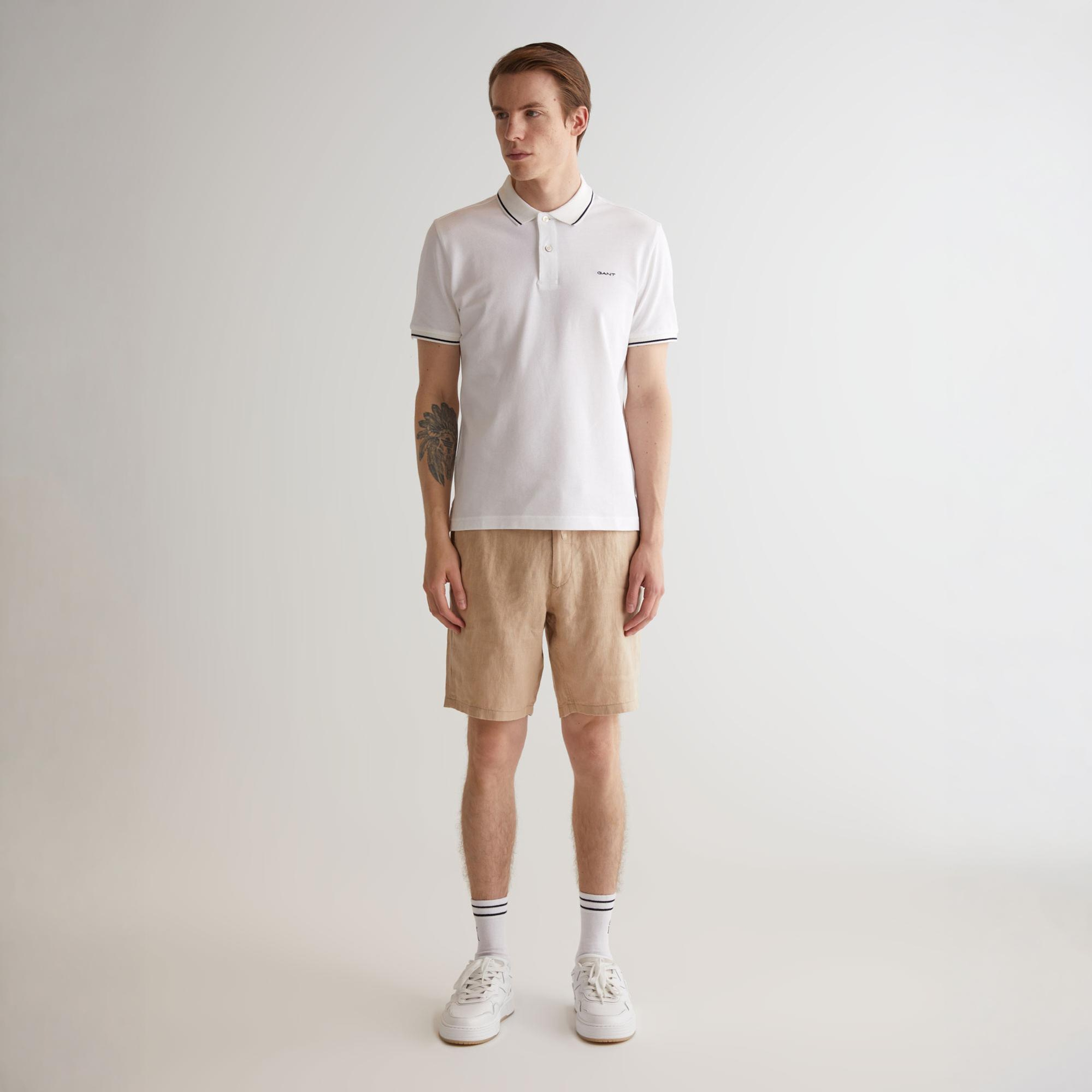 GANT Erkek Bej Relaxed Fit Keten Şort