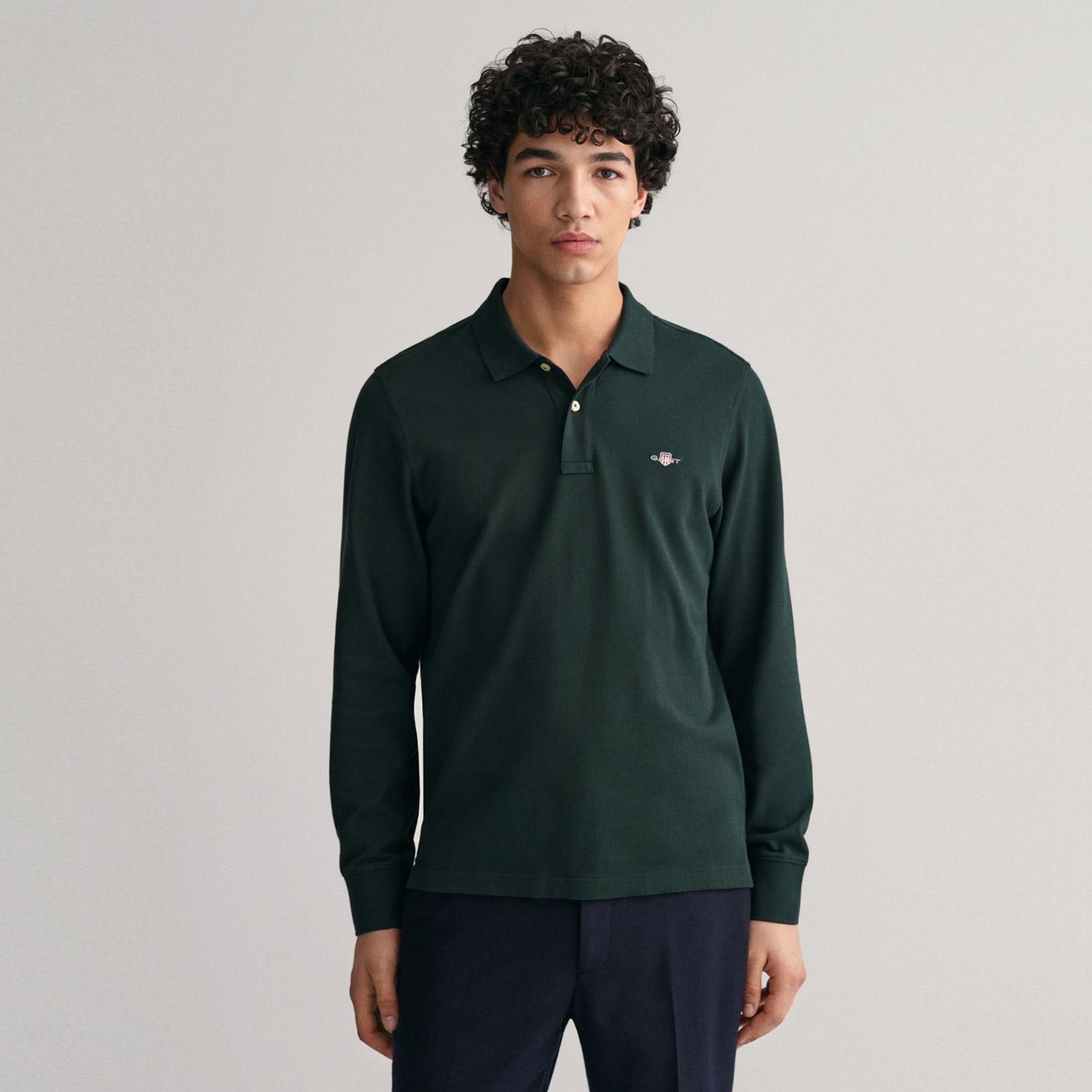 GANT Erkek Yeşil Regular Fit Uzun Kollu Polo