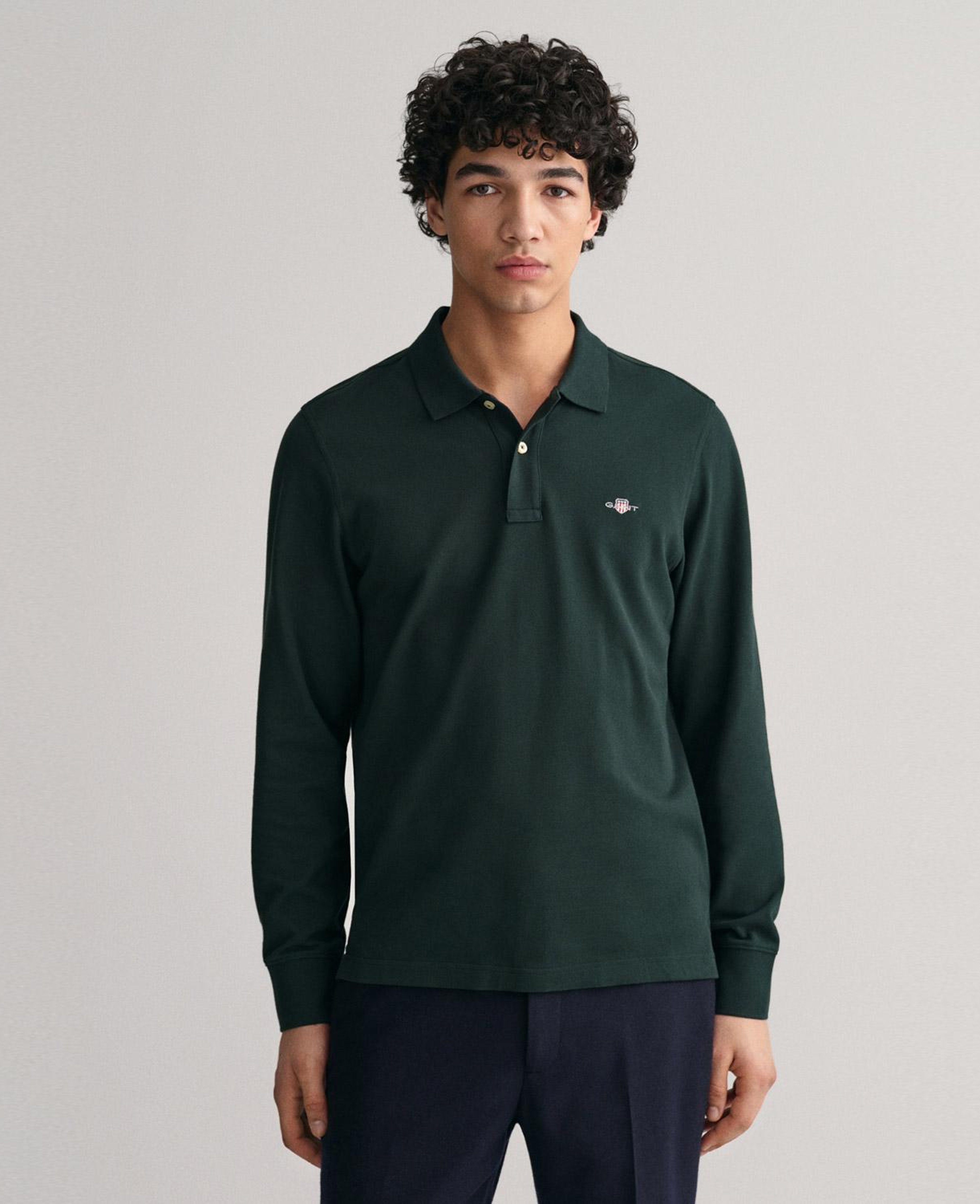 GANT Erkek Yeşil Regular Fit Uzun Kollu Polo
