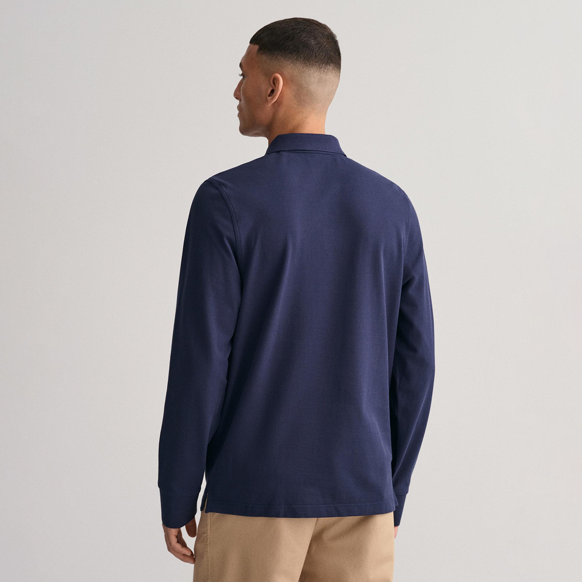 GANT Erkek Lacivert Regular Fit Uzun Kollu Polo