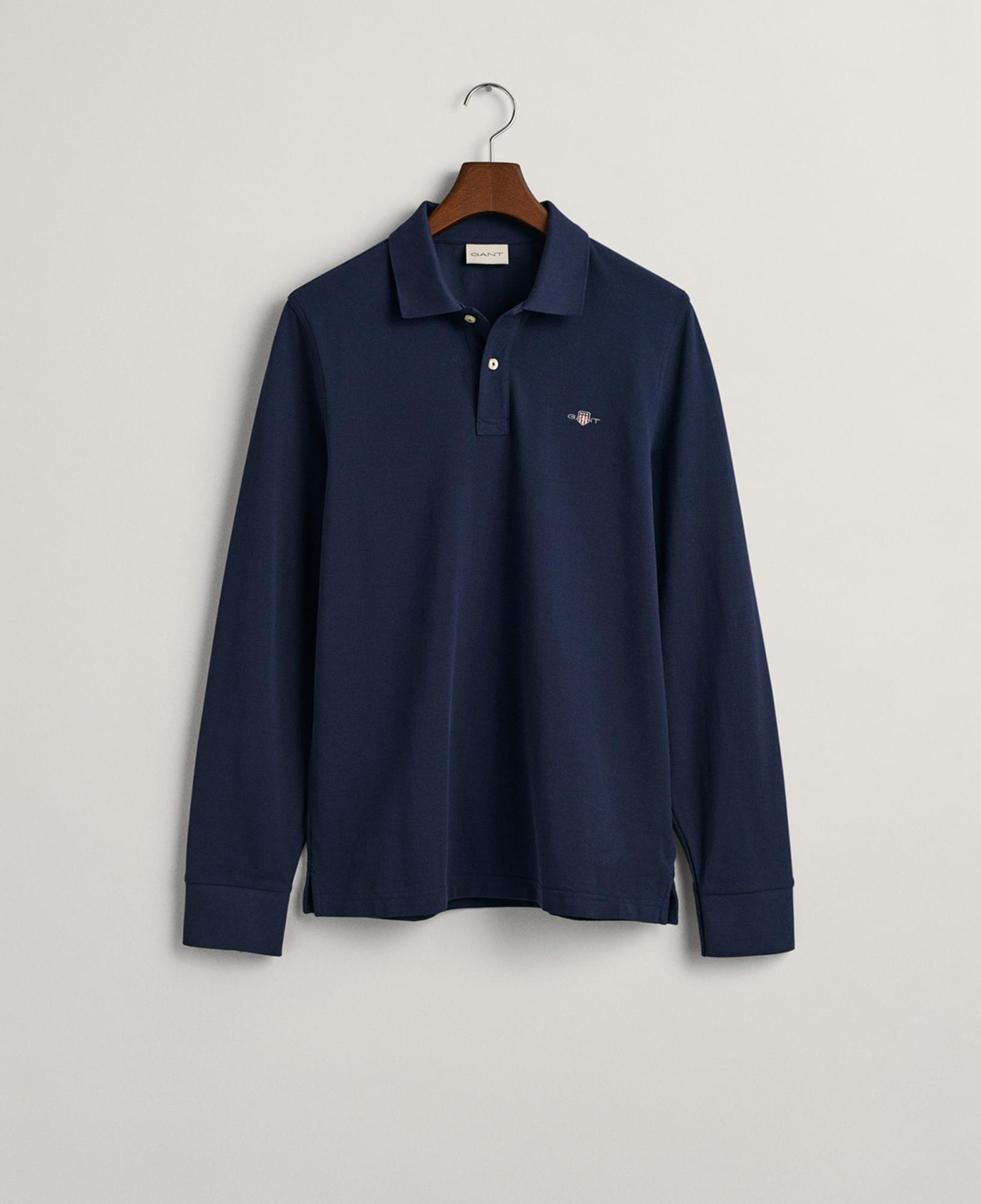 GANT Erkek Lacivert Regular Fit Uzun Kollu Polo