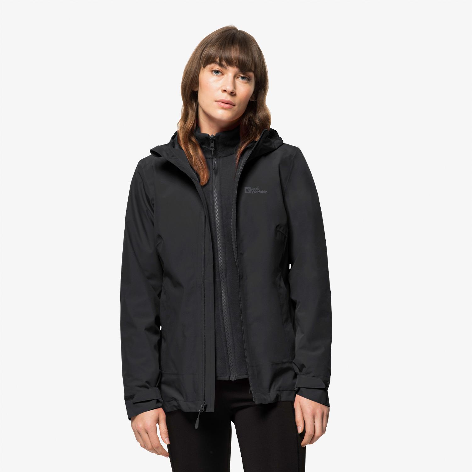 Jack Wolfskin Moonrise 3in1 Kadın Siyah Outdoor Ceket