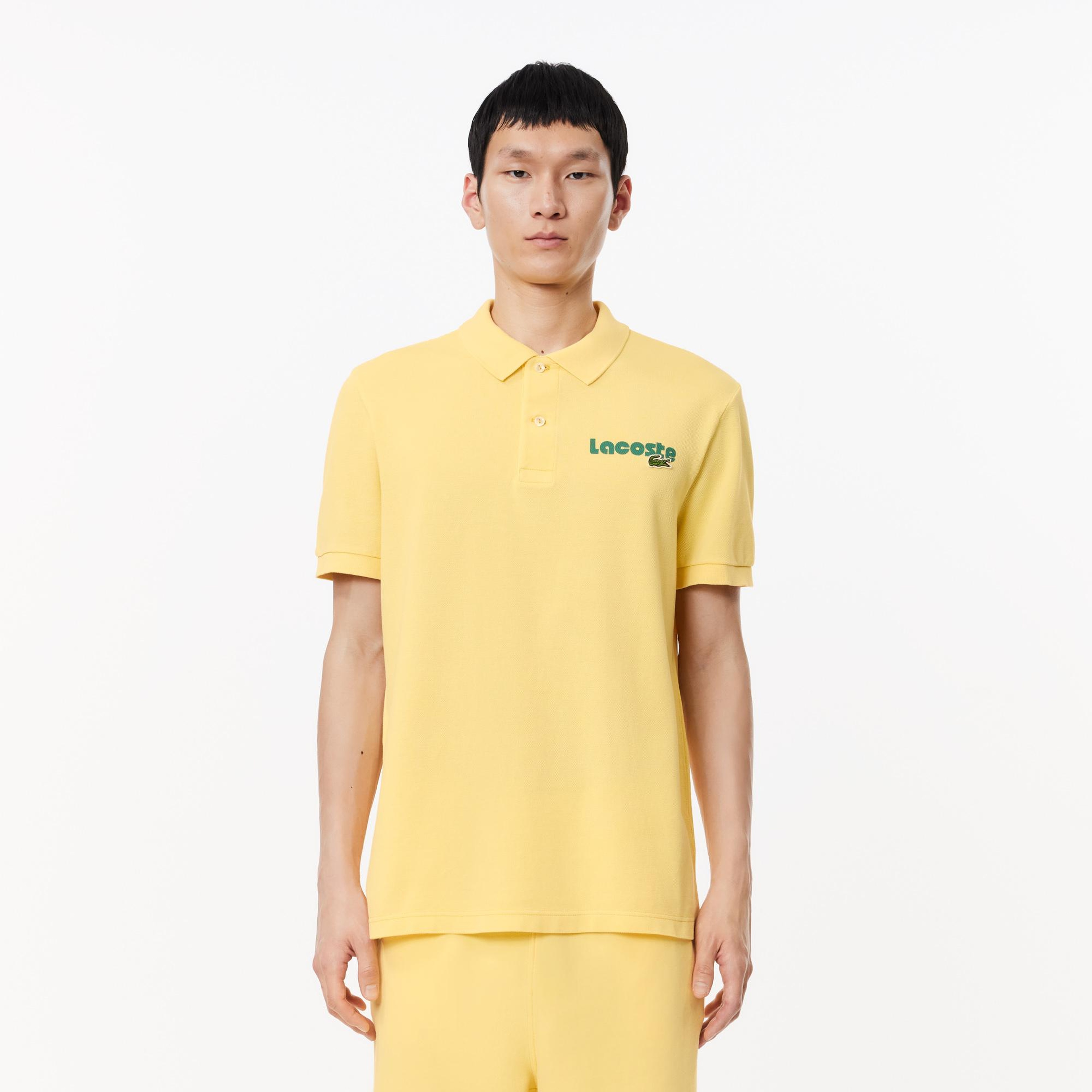 Erkek Regular Fit Baskılı Sarı Polo