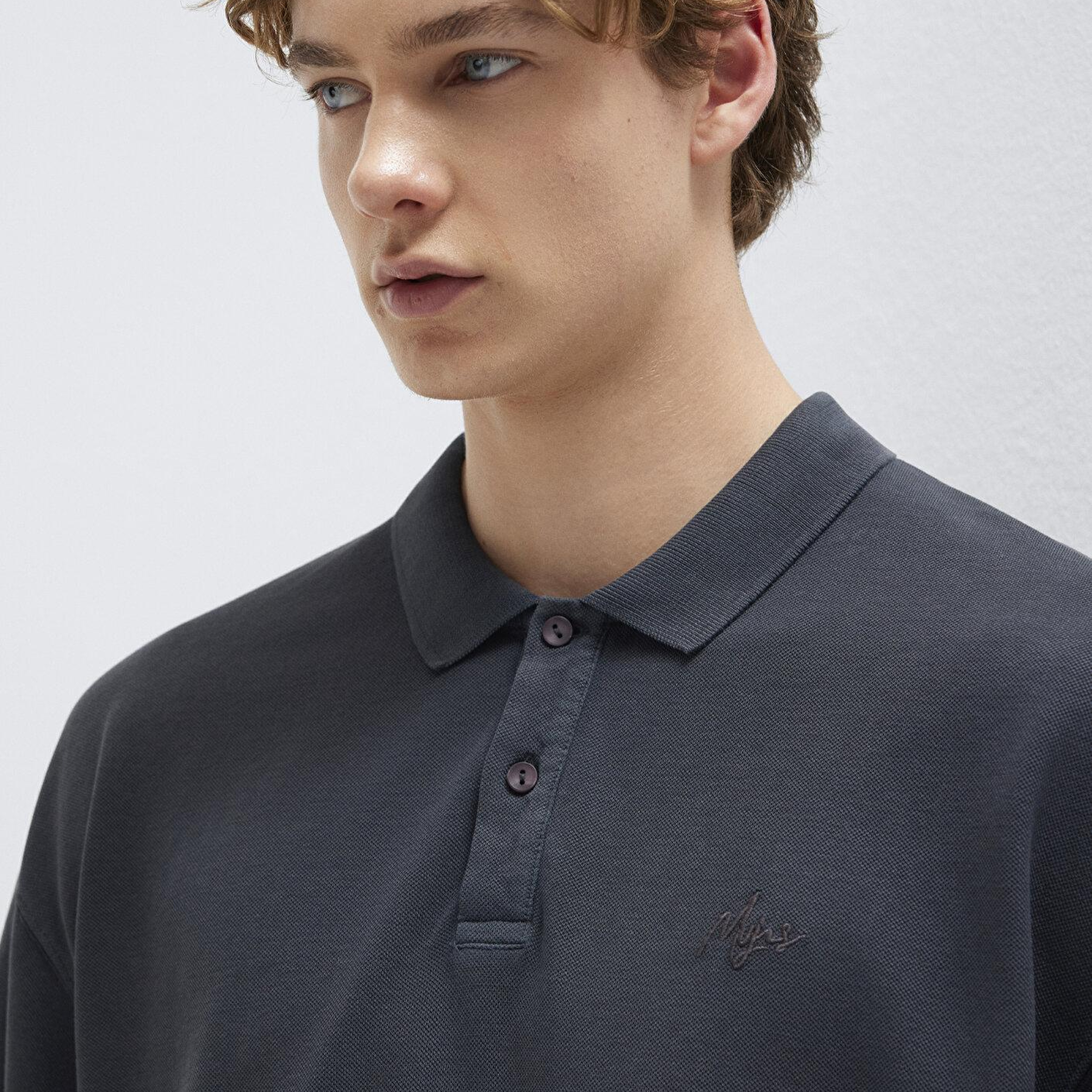 Mavi Antrasit Tişört Oversize / Geniş Kesim 0613619-80106