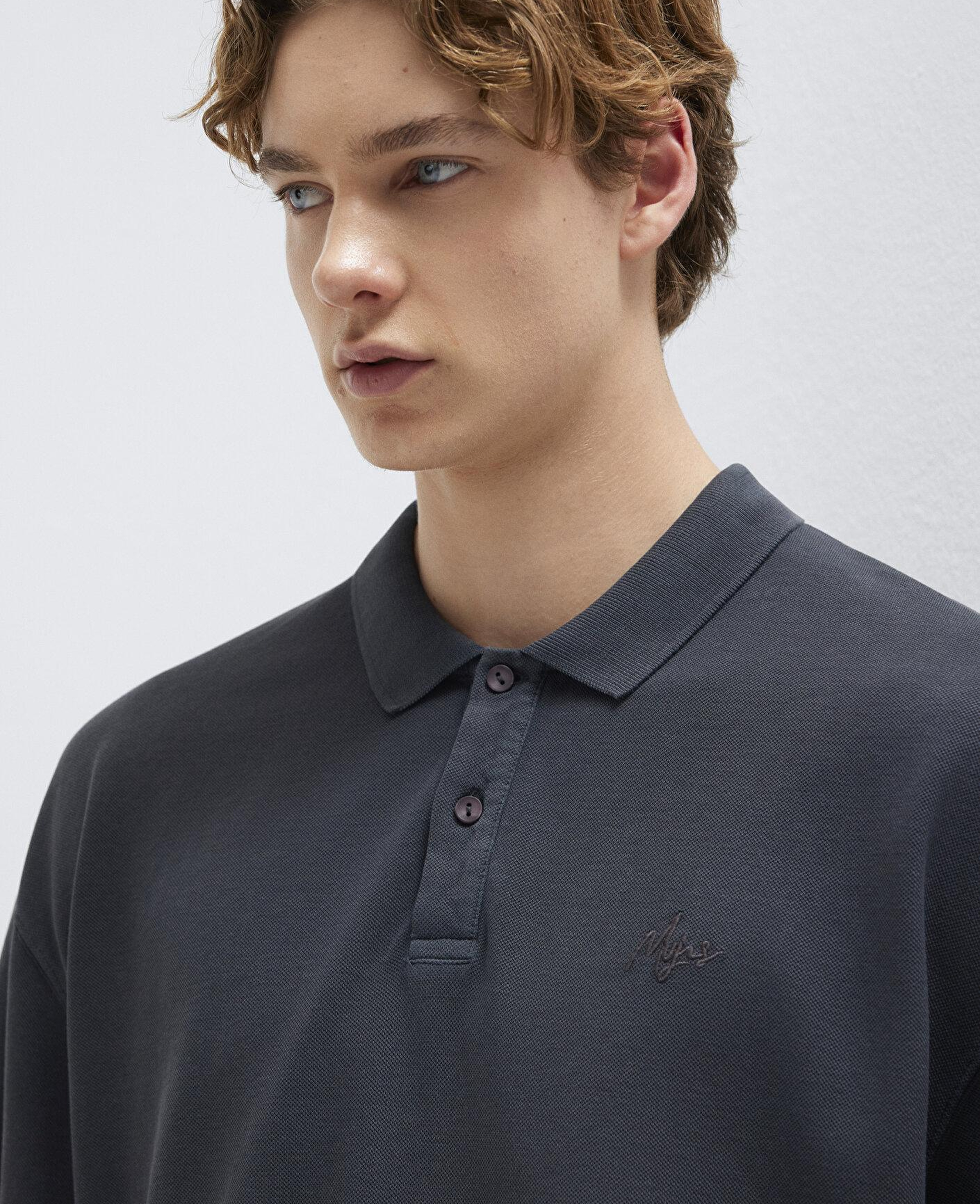 Mavi Antrasit Tişört Oversize / Geniş Kesim 0613619-80106