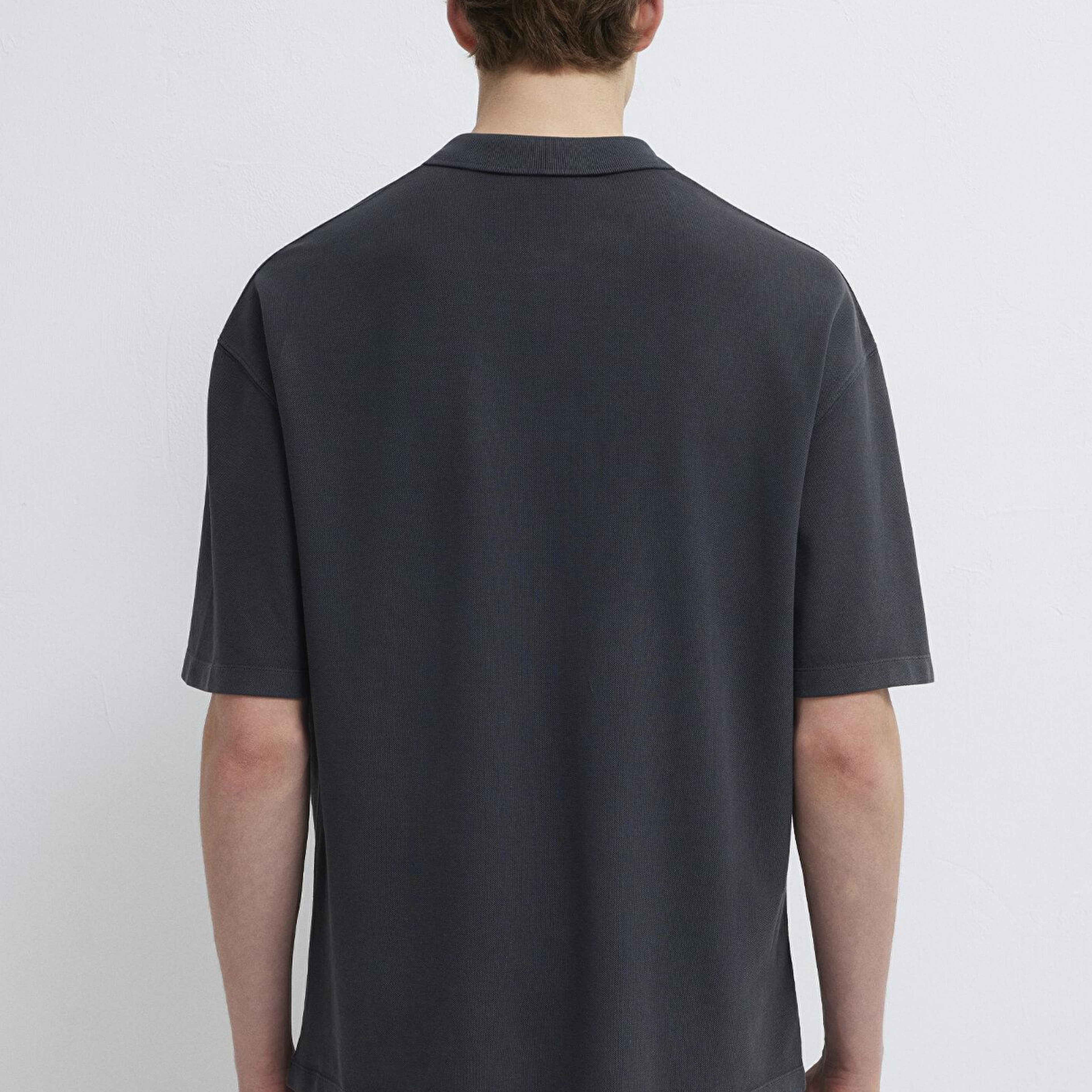 Mavi Antrasit Tişört Oversize / Geniş Kesim 0613619-80106