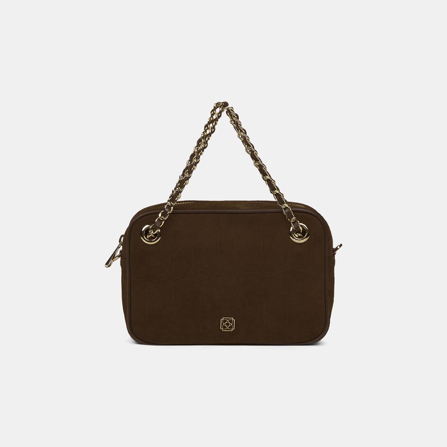 Kadın Acı Kahve Ayarlanabilir Omuz Askılı Süet Deri El Çantası