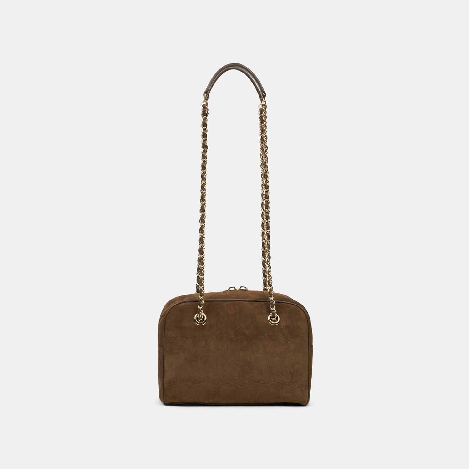 Kadın Vizon Zincir Askılı Süet Deri Omuz Çantası