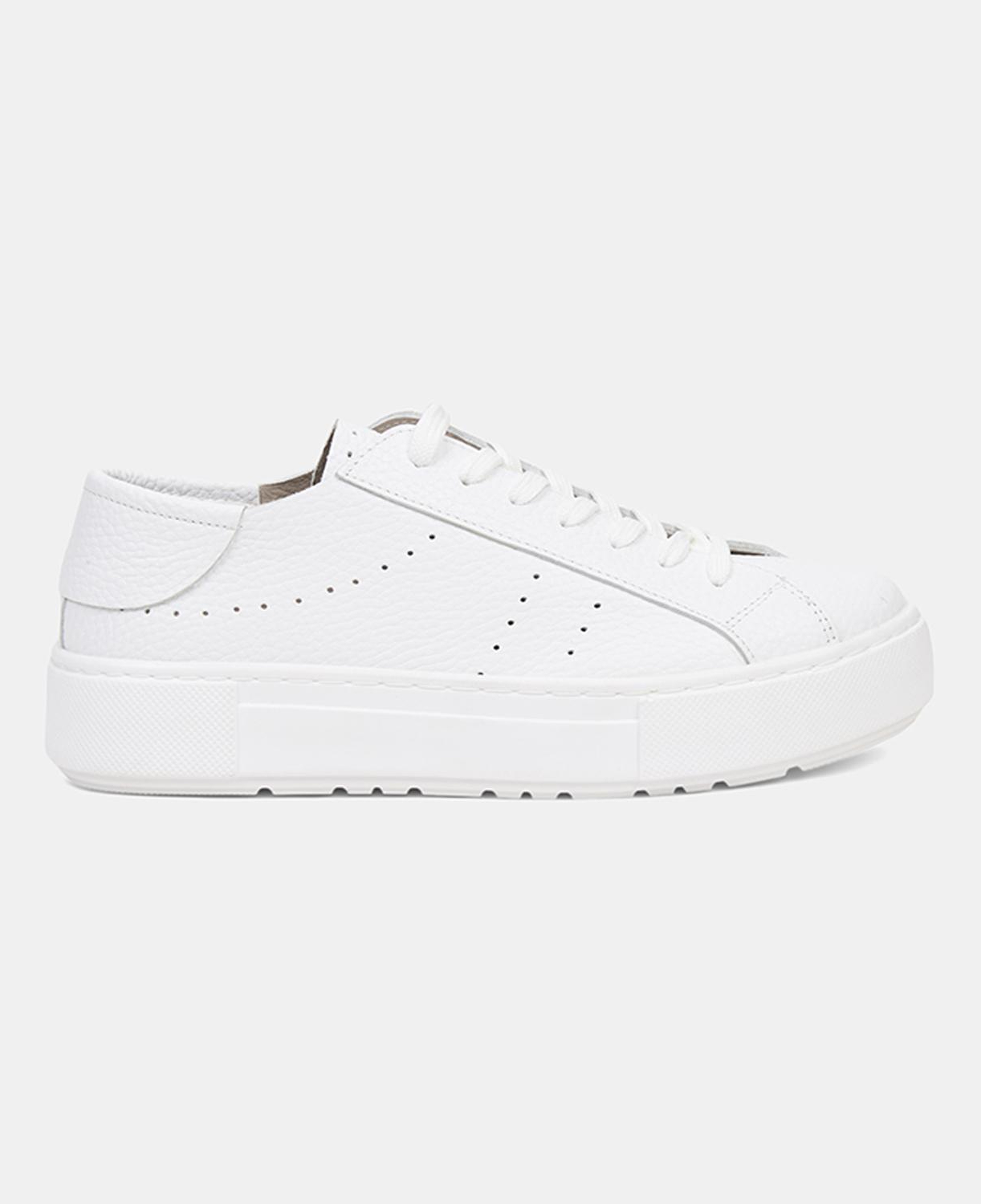 Kadın Beyaz Bağcıklı Kalın Tabanlı Deri Spor Ayakkabı