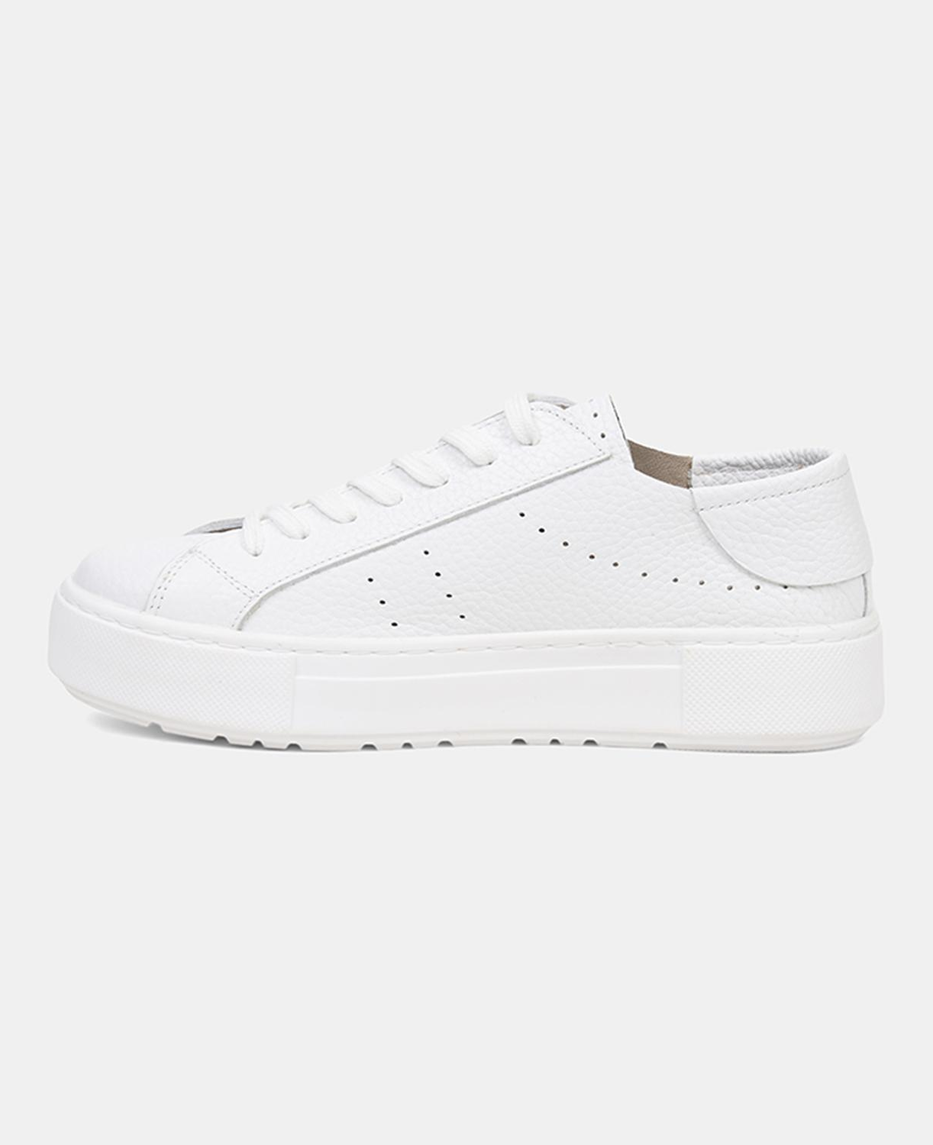 Kadın Beyaz Bağcıklı Kalın Tabanlı Deri Spor Ayakkabı