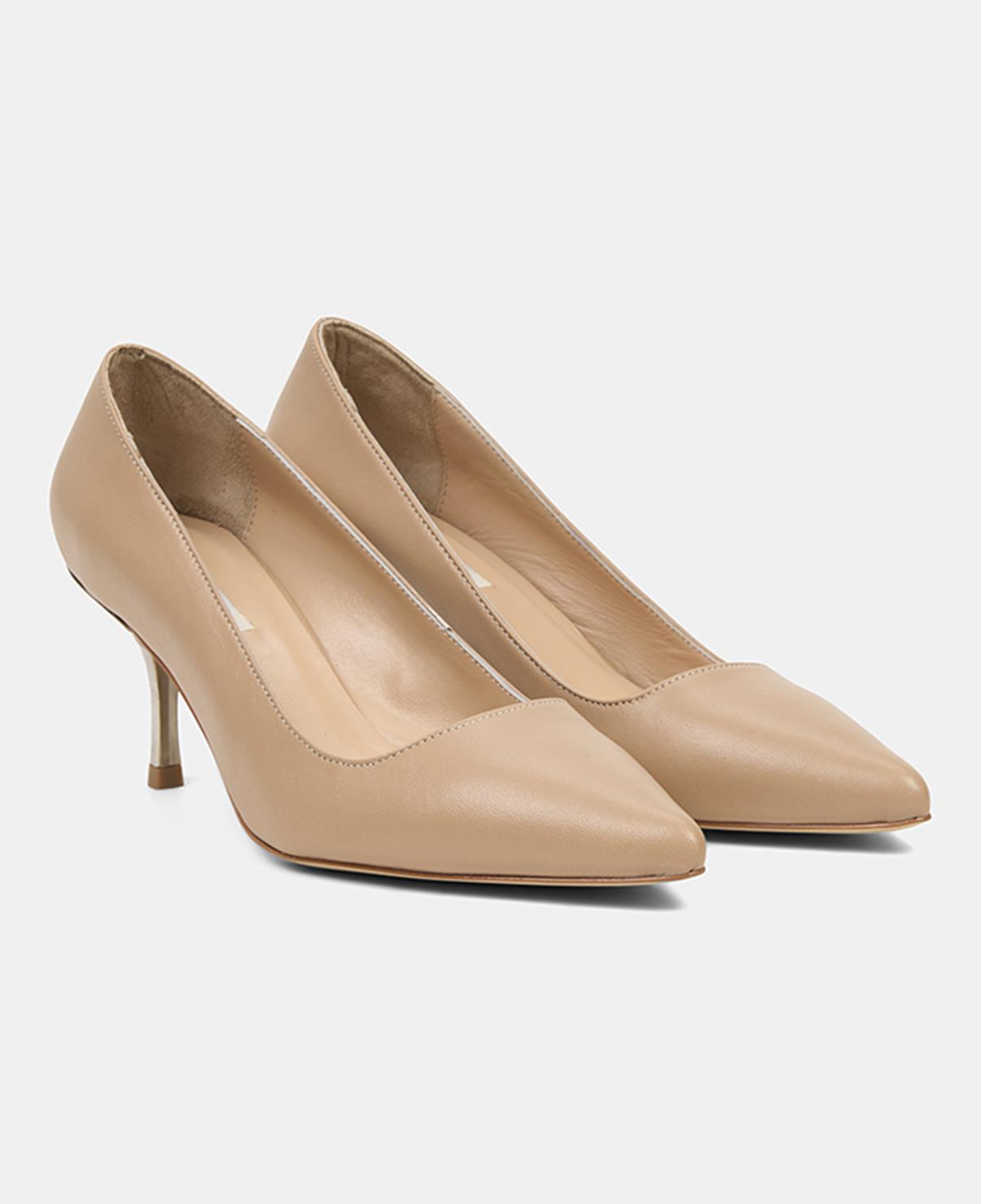 Kadın Ten Sivri Burunlu Deri Stiletto