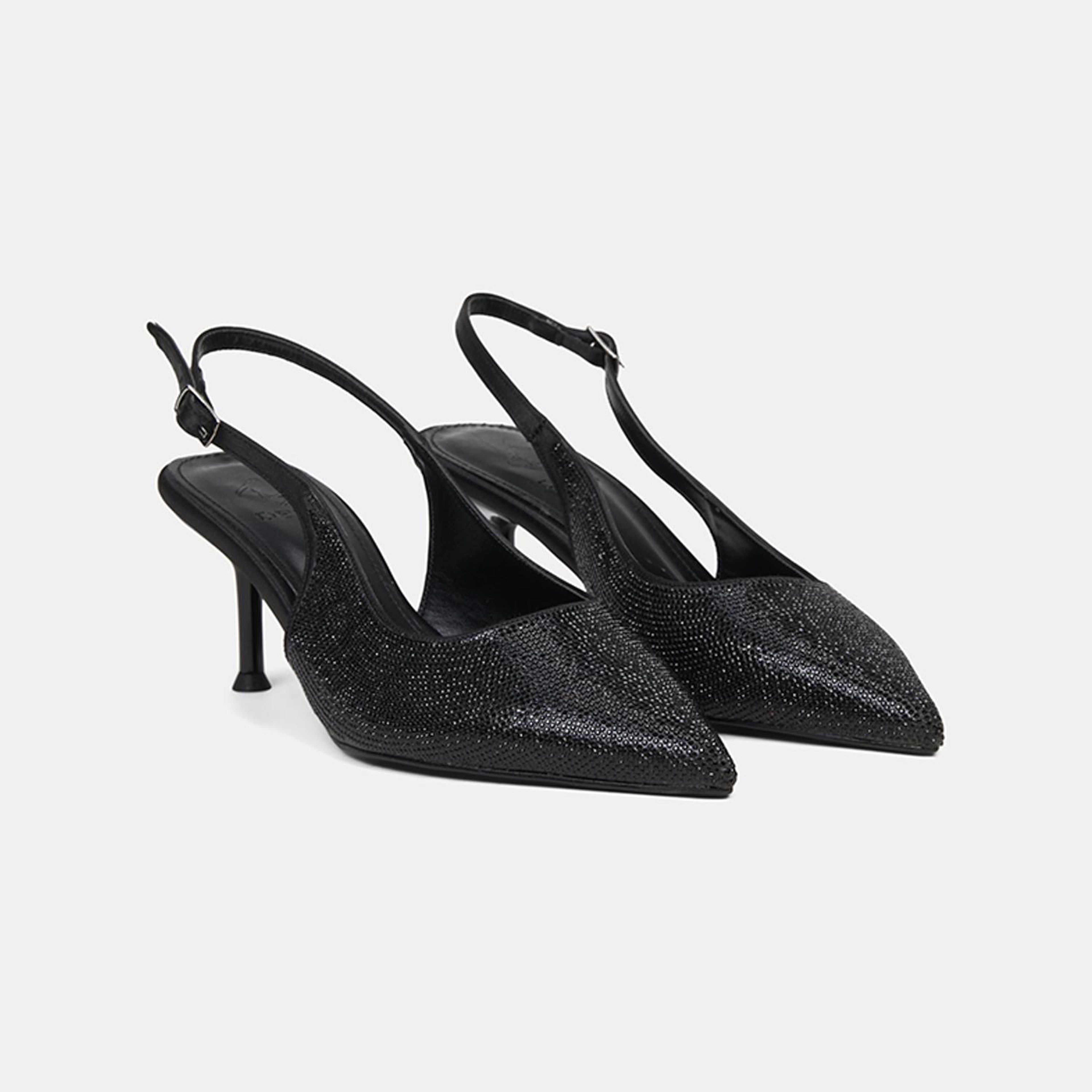 Kadın Siyah Taşlı Sivri Burunlu Topuklu Abiye Ayakkabı