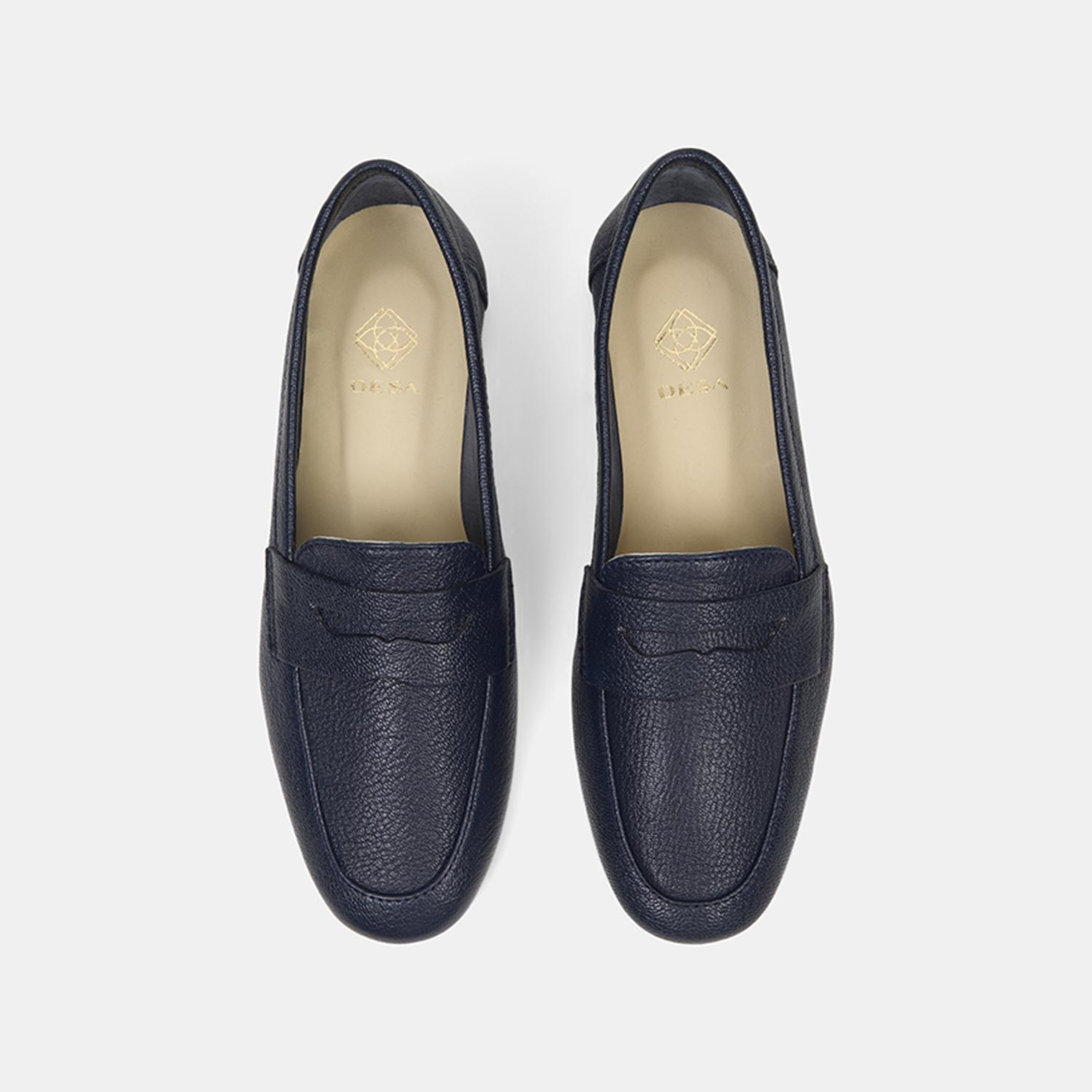Kadın Lacivert Yuvarlak Burun Deri Loafer