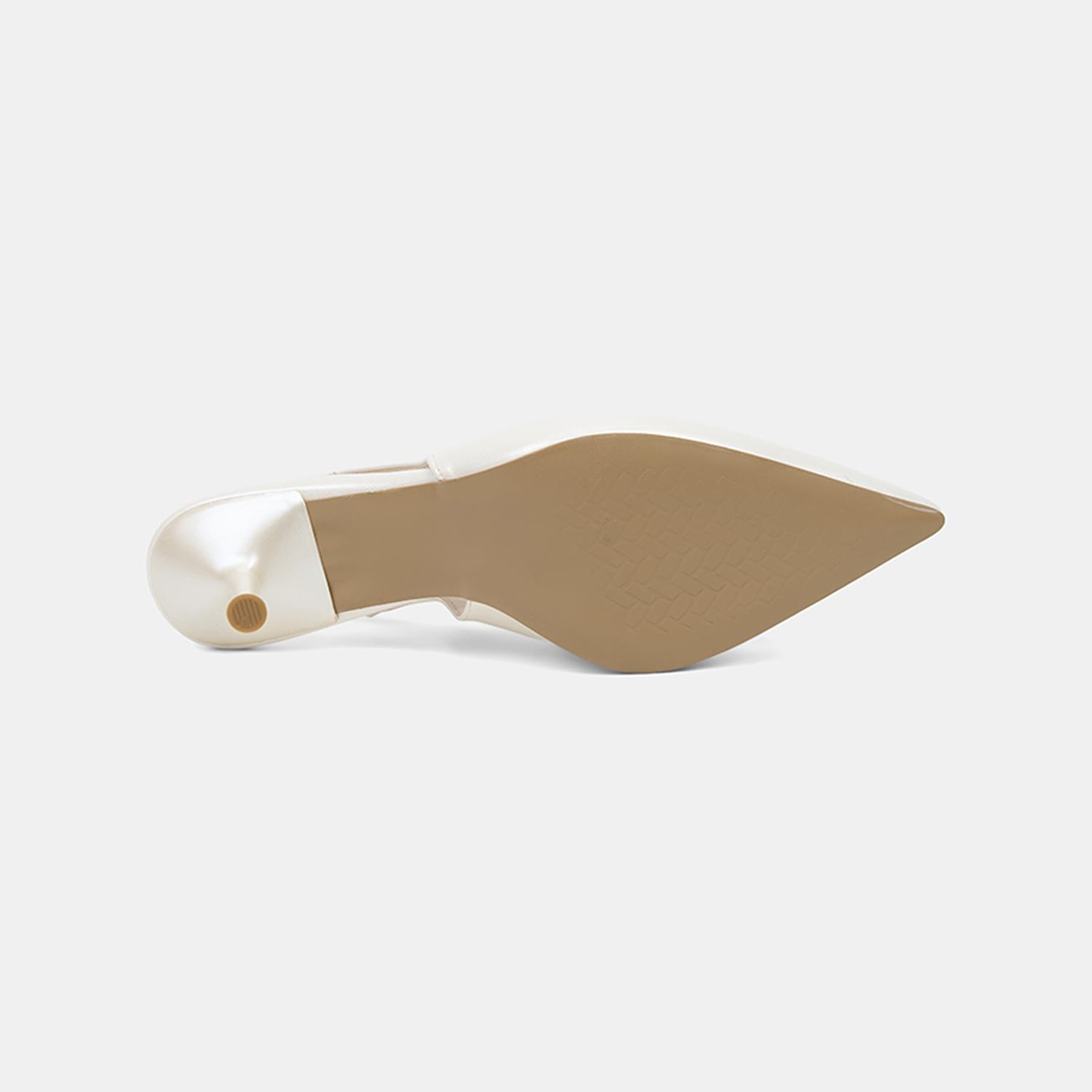 Kadın Beyaz Gold Tokalı Sivri Burun Topuklu Gelin Ayakkabısı