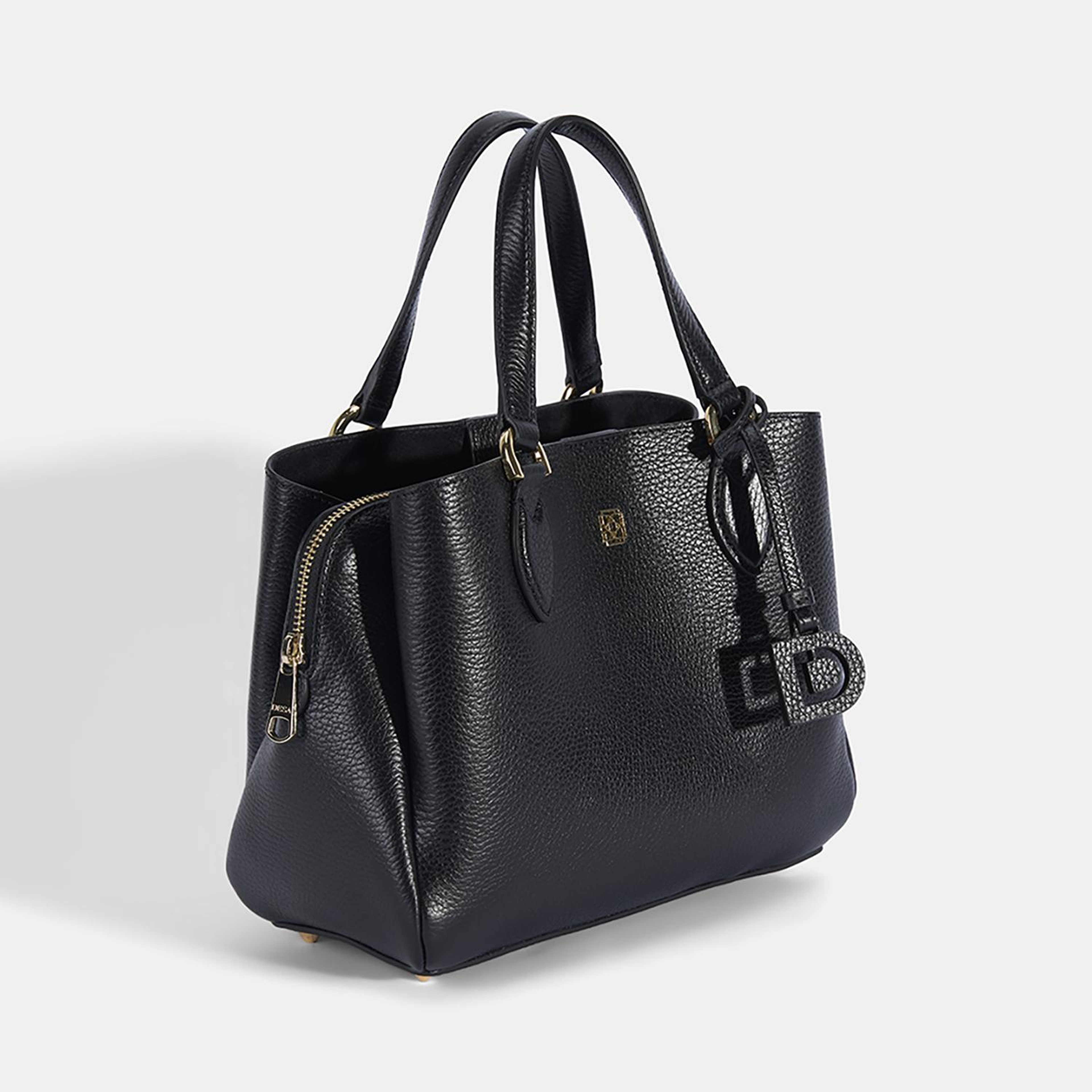 Kadın Siyah D Logolu Deri El Çantası