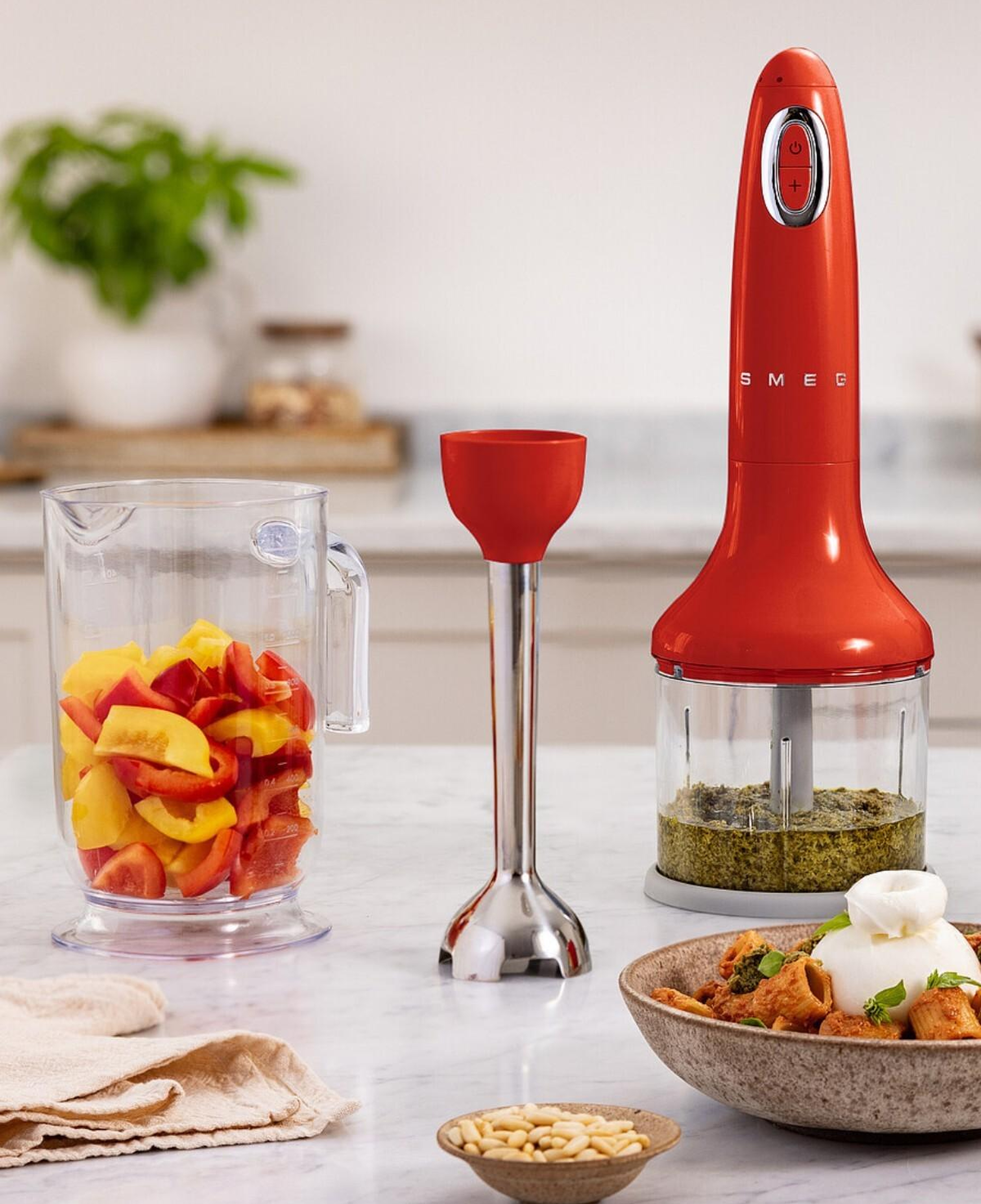 Smeg 50's Style Kırmızı El Blender Seti hbf03rdeu