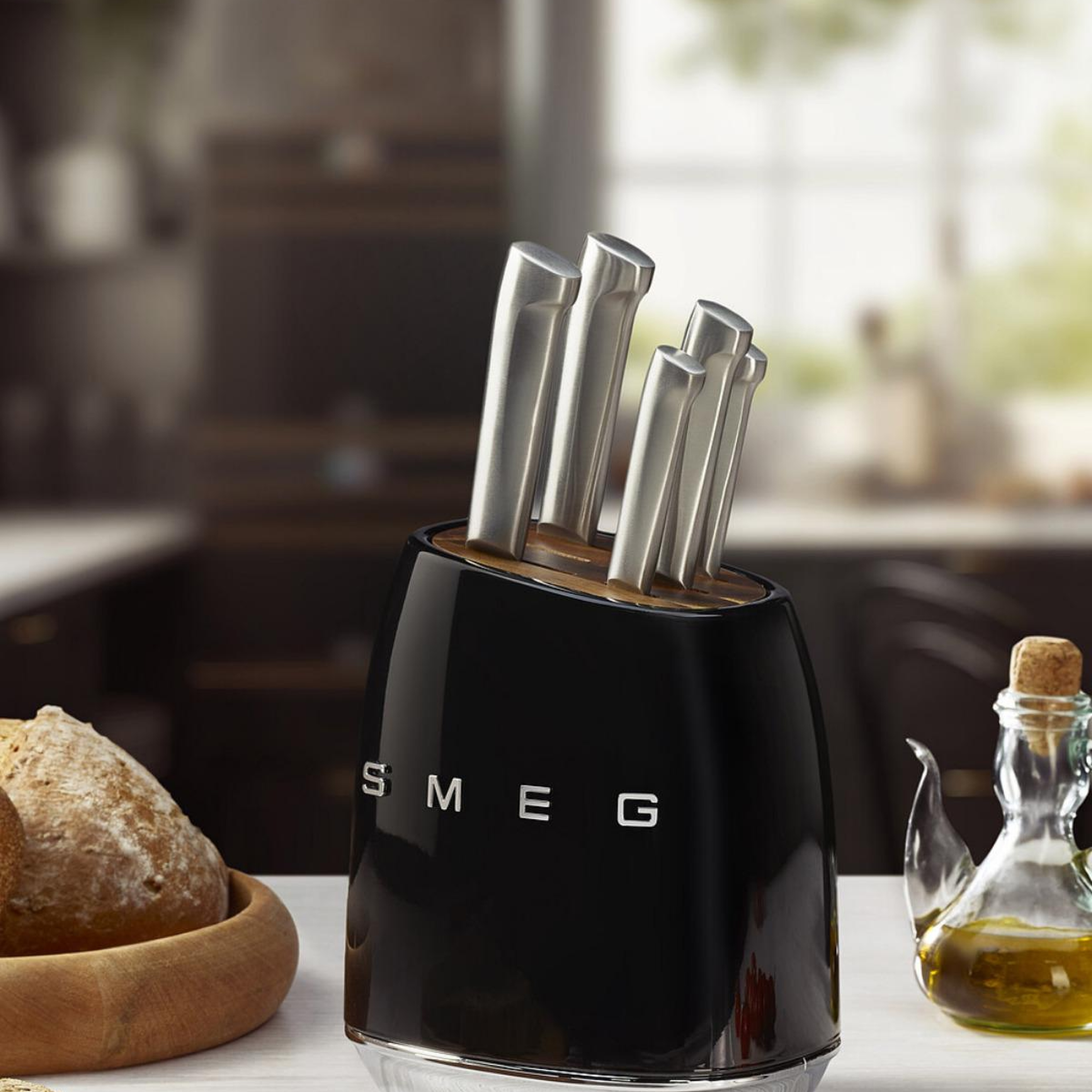 Smeg 50's Style Mavi Retro 6'lı Blok Bıçak Seti