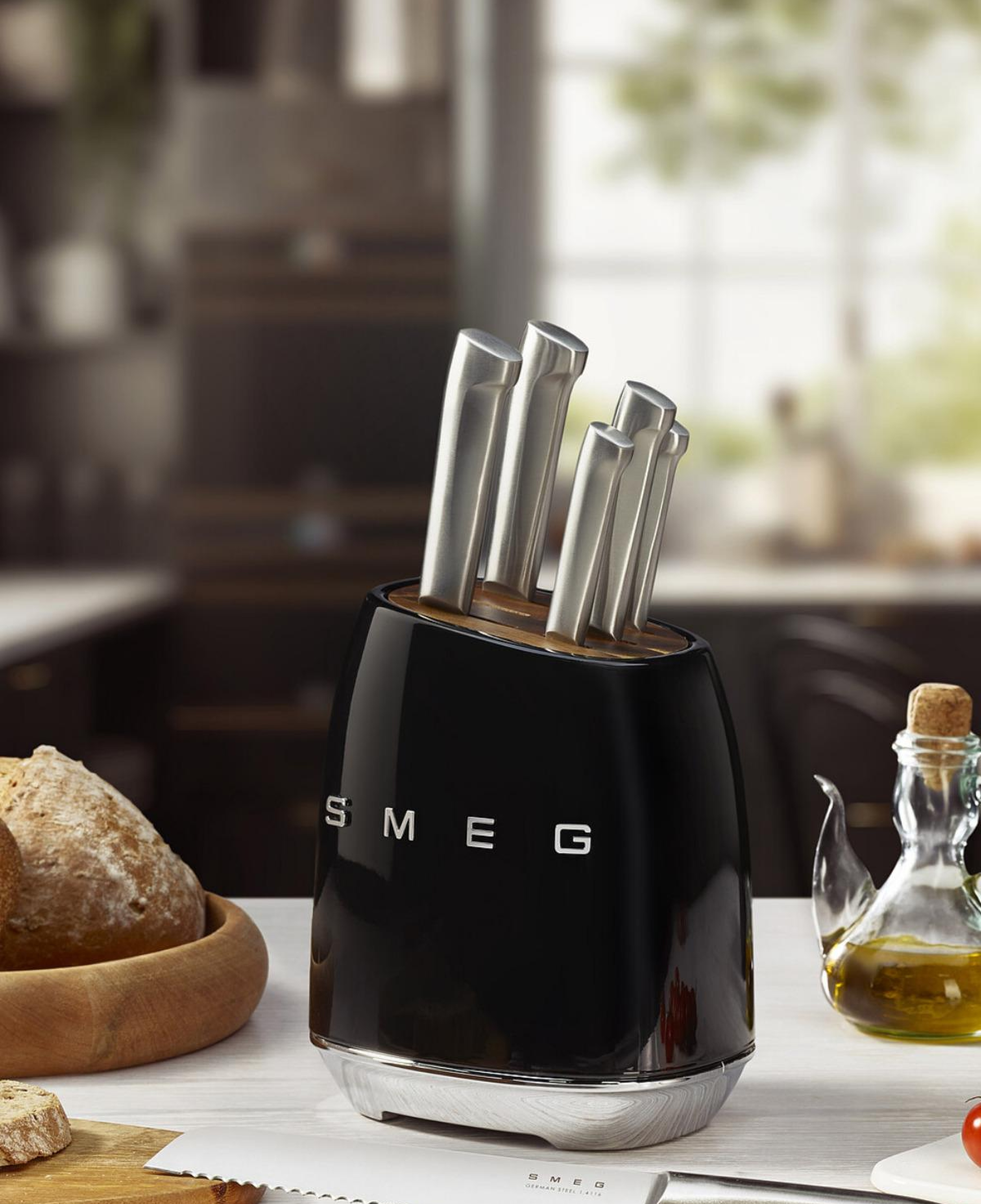 Smeg 50's Style Mavi Retro 6'lı Blok Bıçak Seti