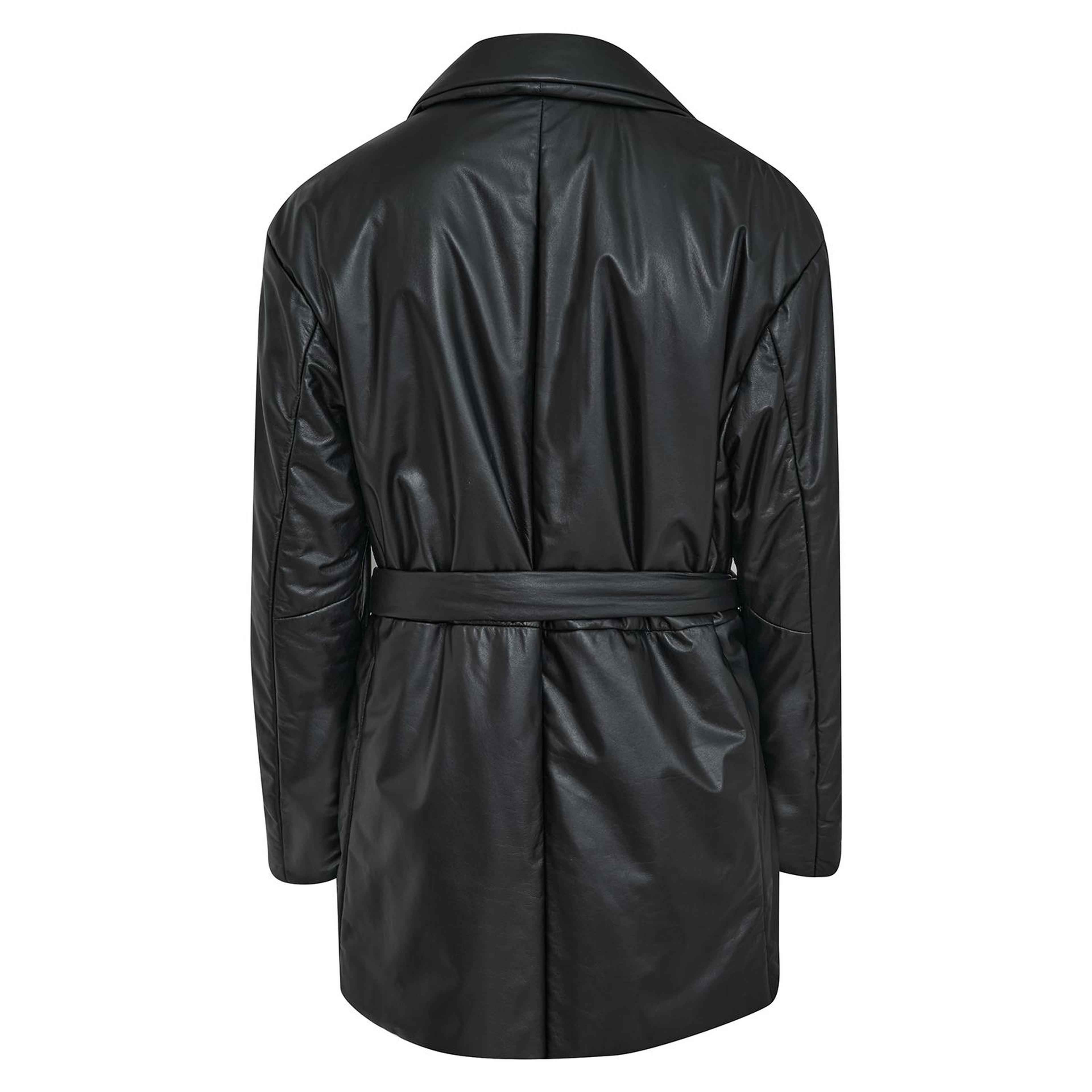 Lena Siyah Kadın Puffer Deri Kaban