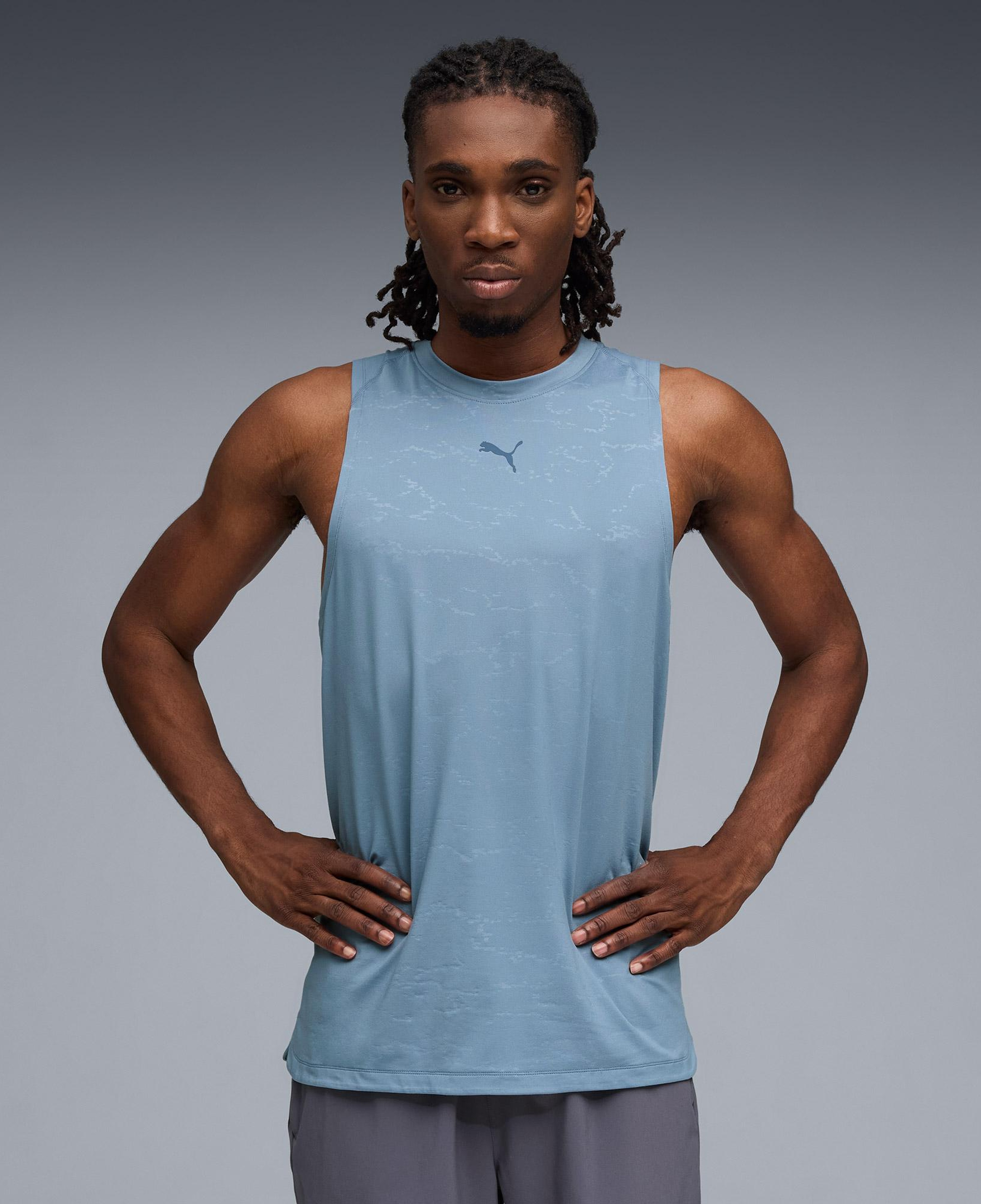 Puma Cloudspun Emboss Tank Erkek Mavi Antrenman Atleti