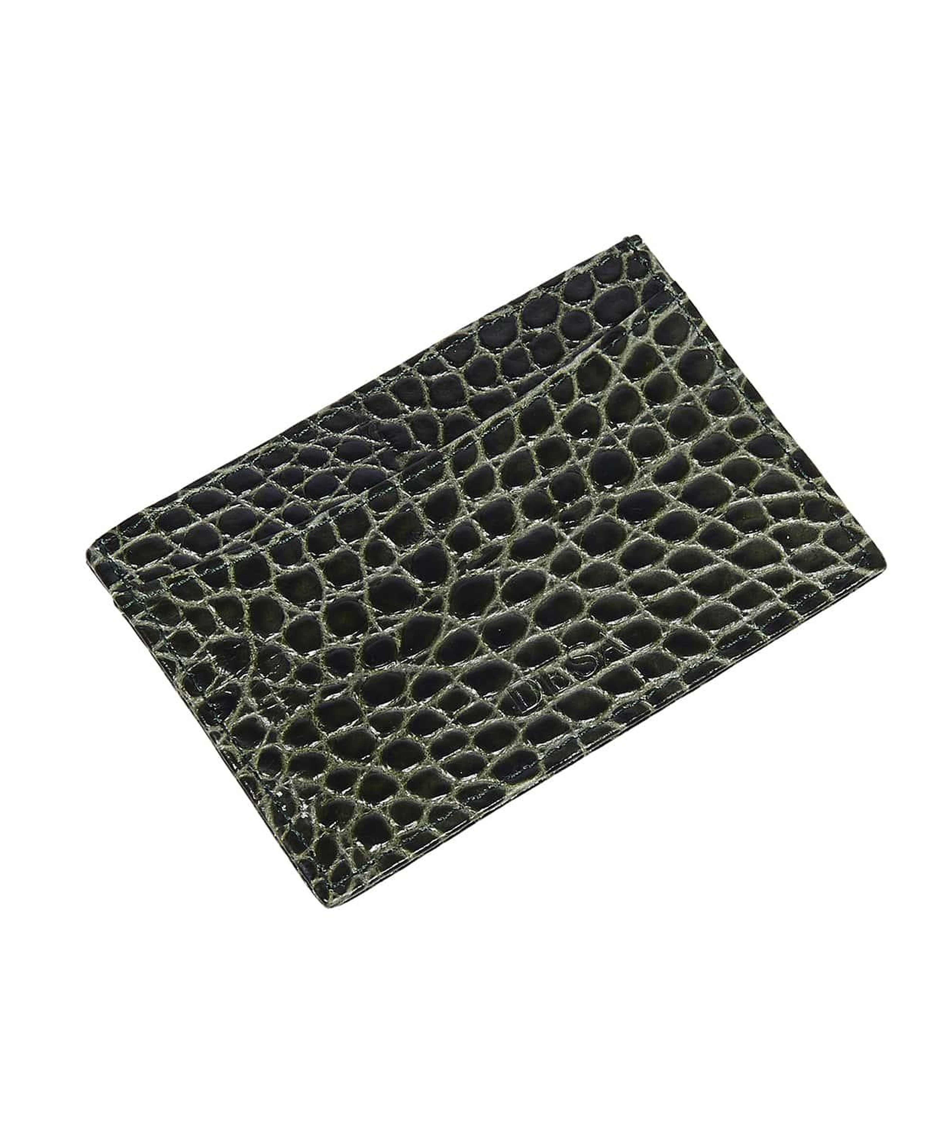 Yeşil Dukinea Kroko Baskılı Deri Kartlık