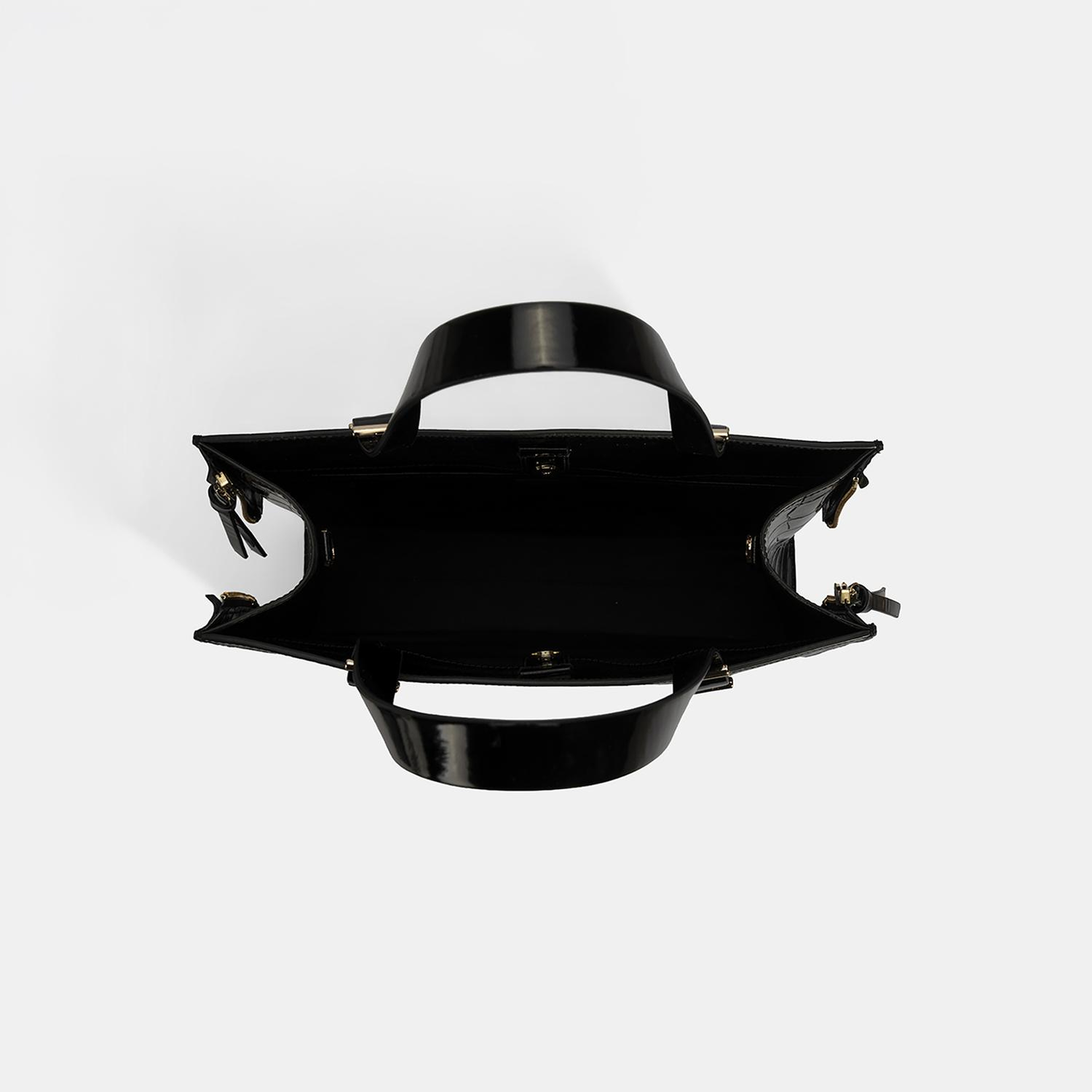 Kadın Siyah Kroko Baskılı Cüzdan Aksesuarlı Deri Omuz Çantası