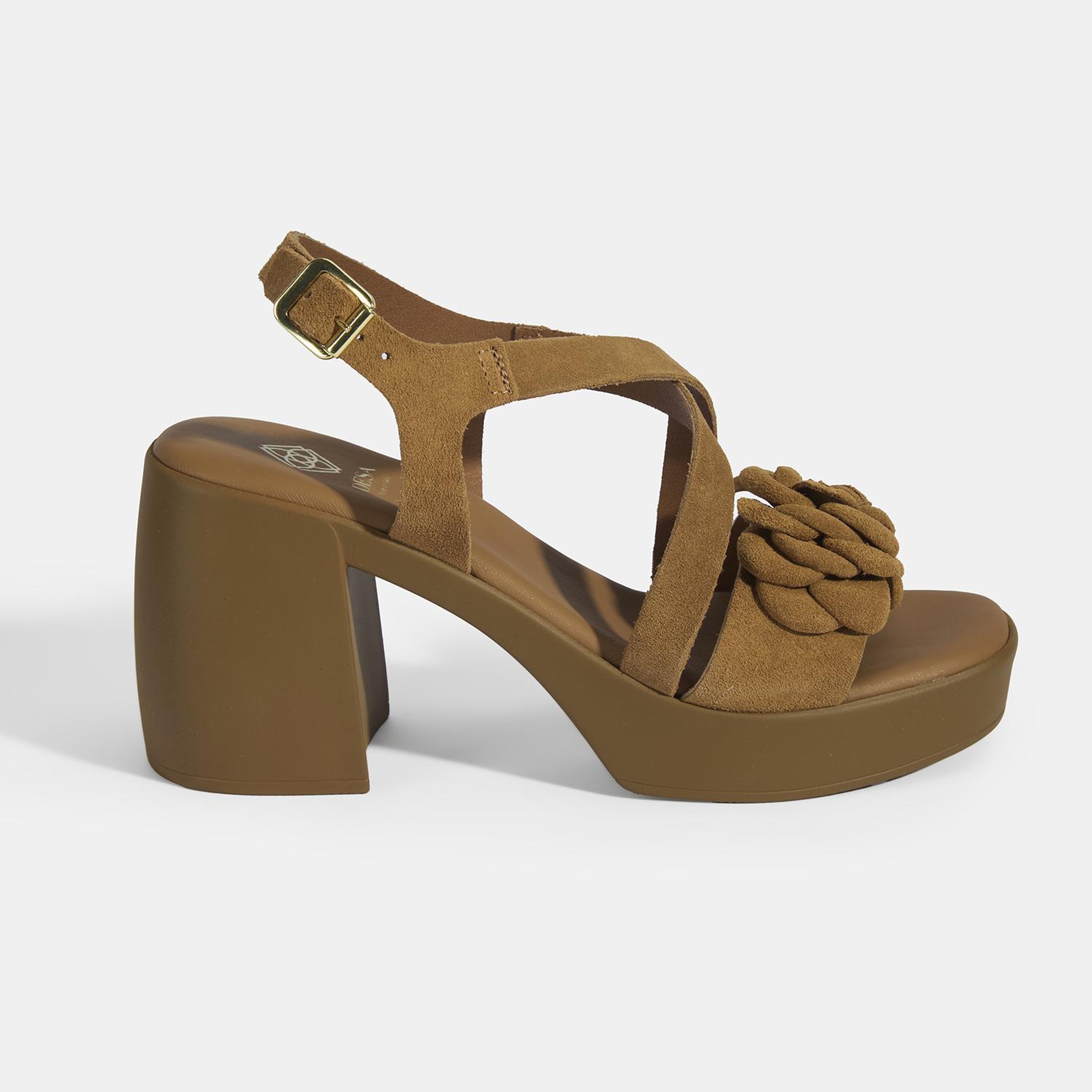 Kadın Taba Ayarlanabilir Tokalı Süet Topuklu Sandalet