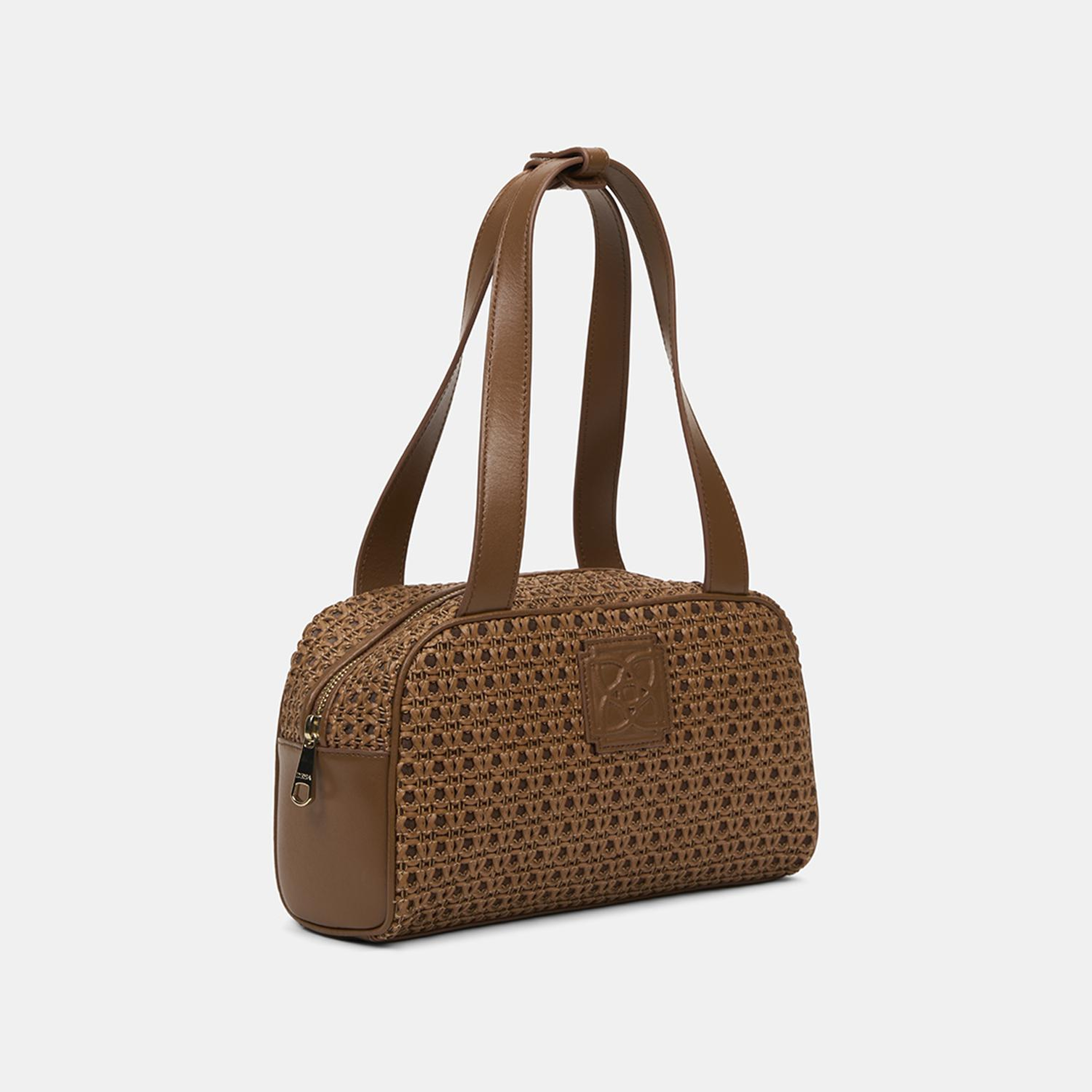 Kadın Taba Örgü Detaylı Logolu Omuz Çantası