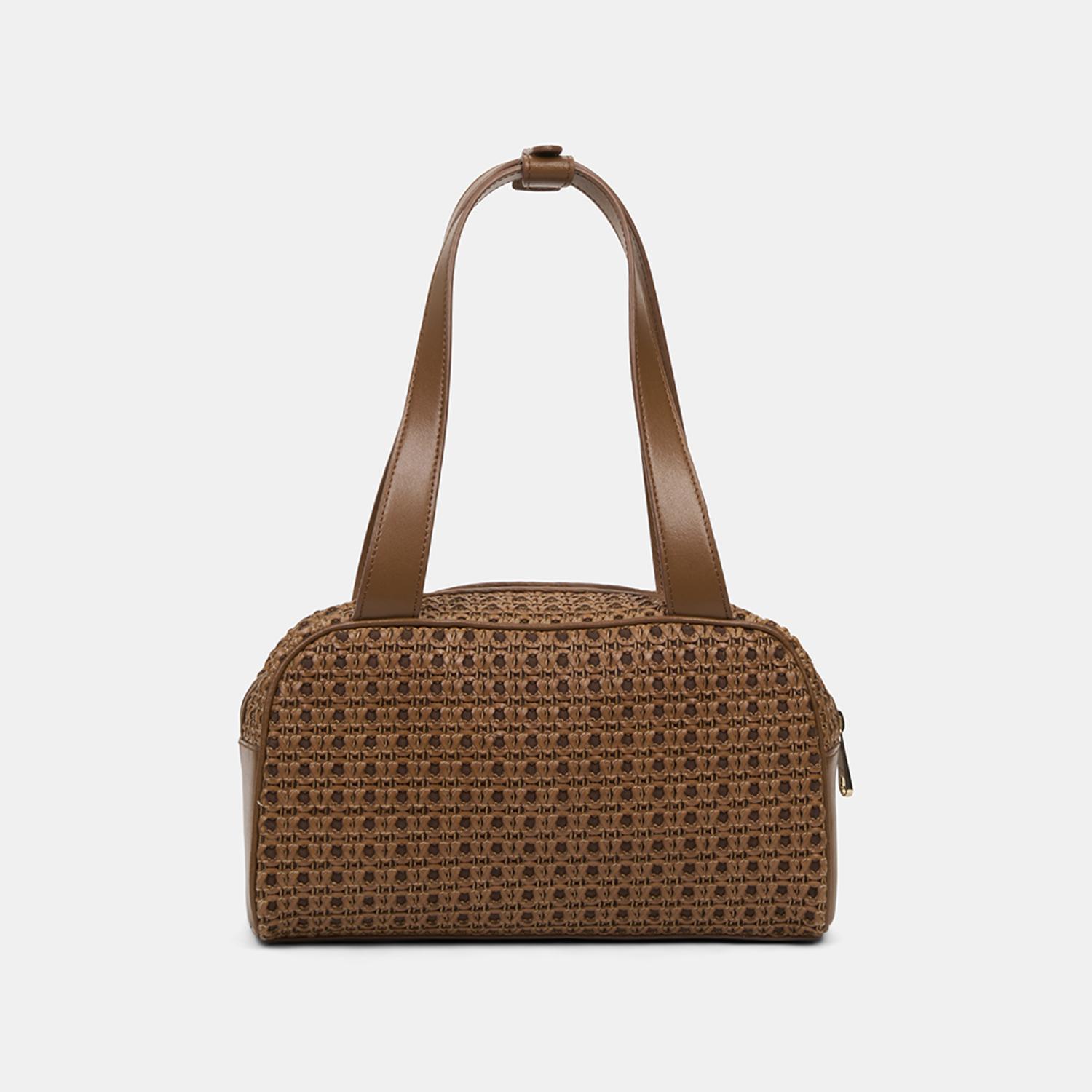 Kadın Taba Örgü Detaylı Logolu Omuz Çantası