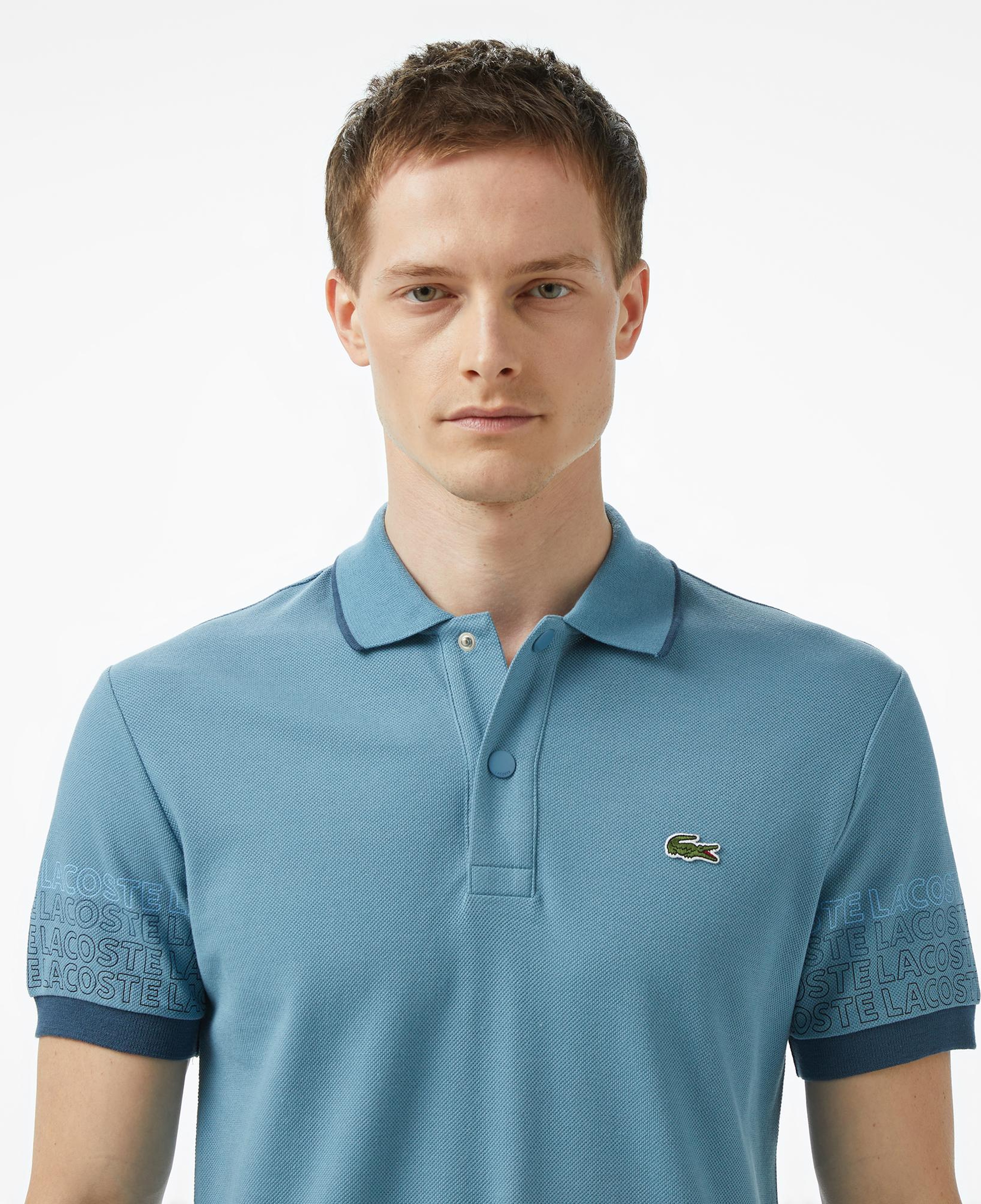 Lacoste Loose Fit Erkek Baskılı Mavi Polo