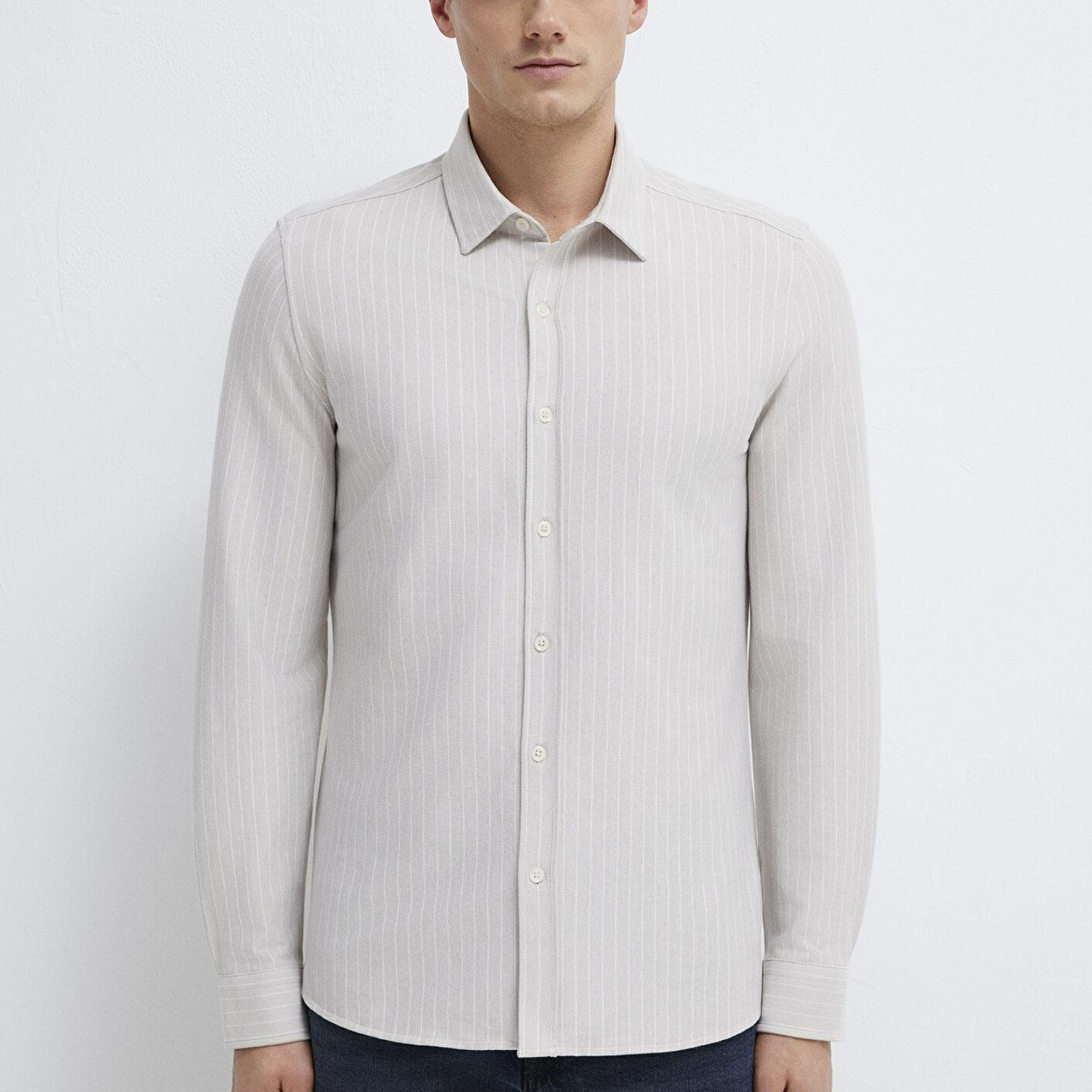 Mavi Bej Gömlek Slim Fit / Dar Kesim 0211858-91410