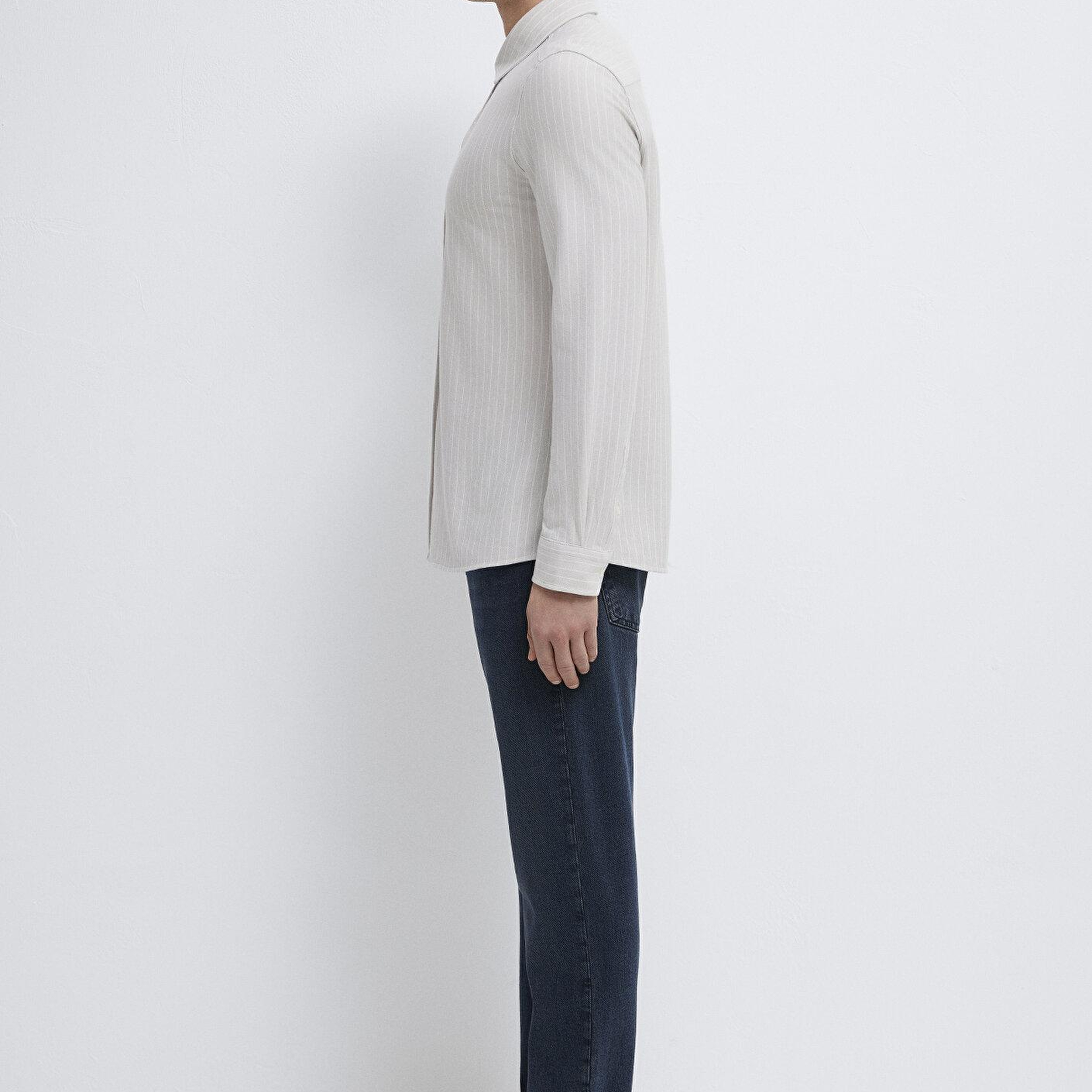 Mavi Bej Gömlek Slim Fit / Dar Kesim 0211858-91410