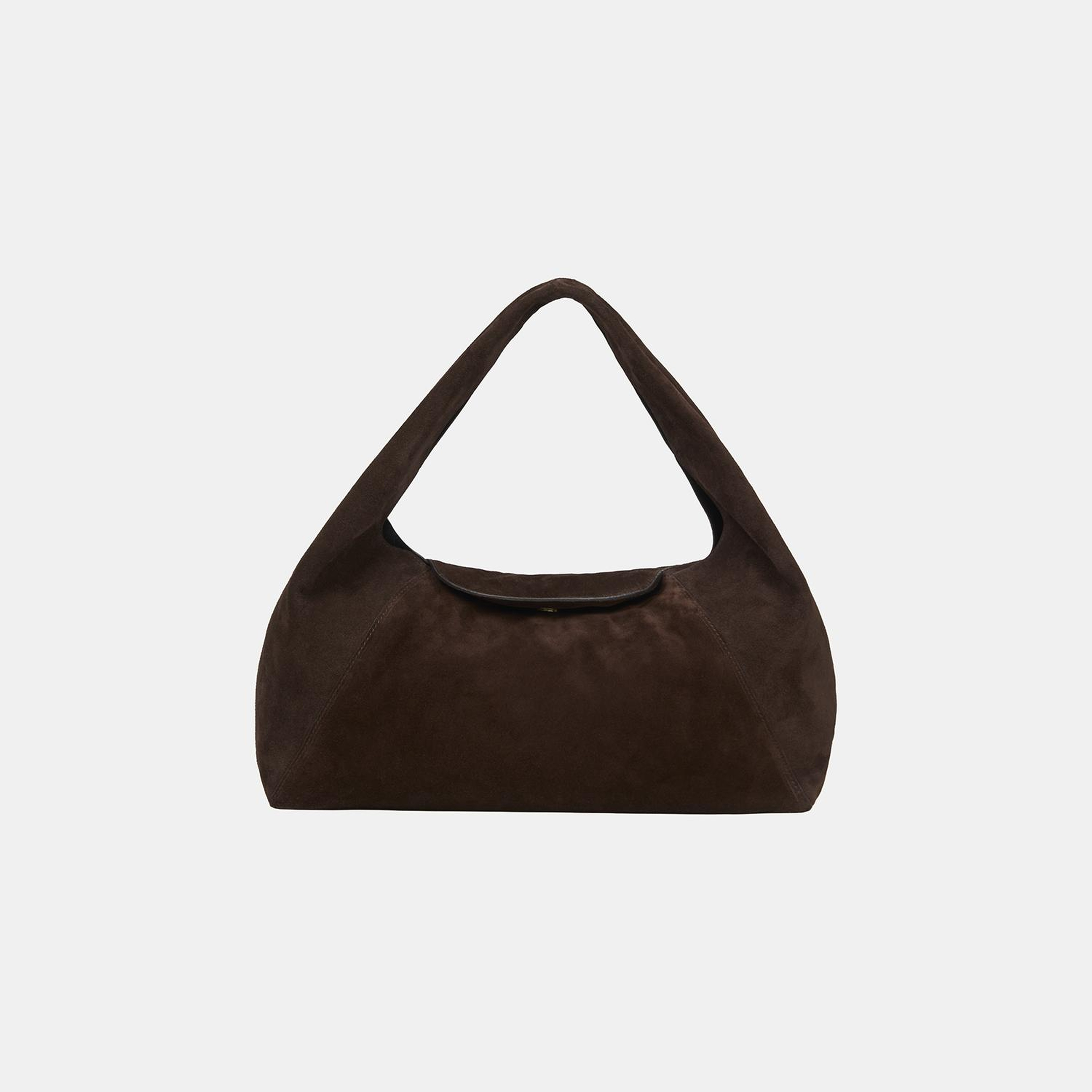 Kadın Koyu Kahve Monogram Logolu Süet Deri Omuz Çantası