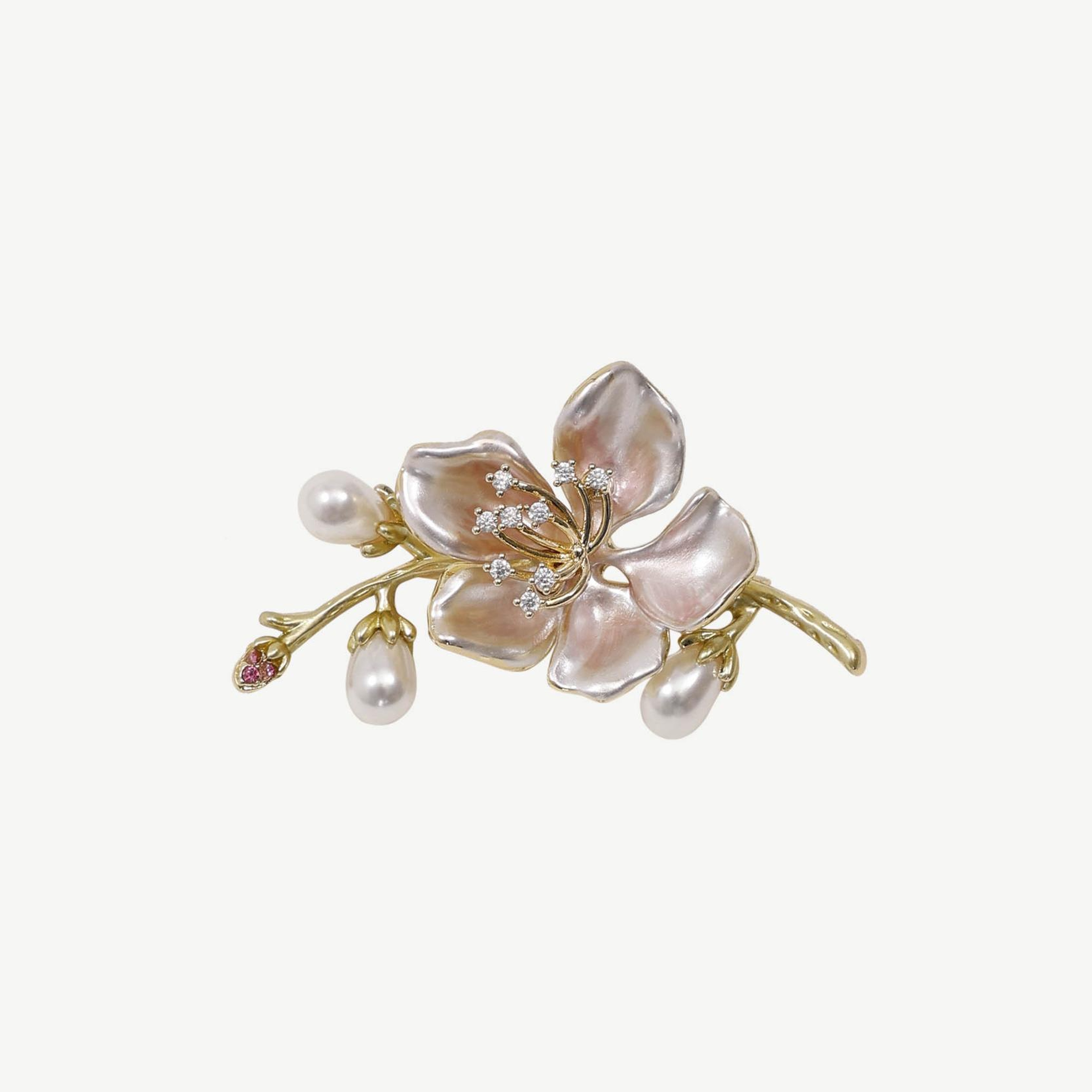 YARGICI İnci Detaylı Çiçek Broş