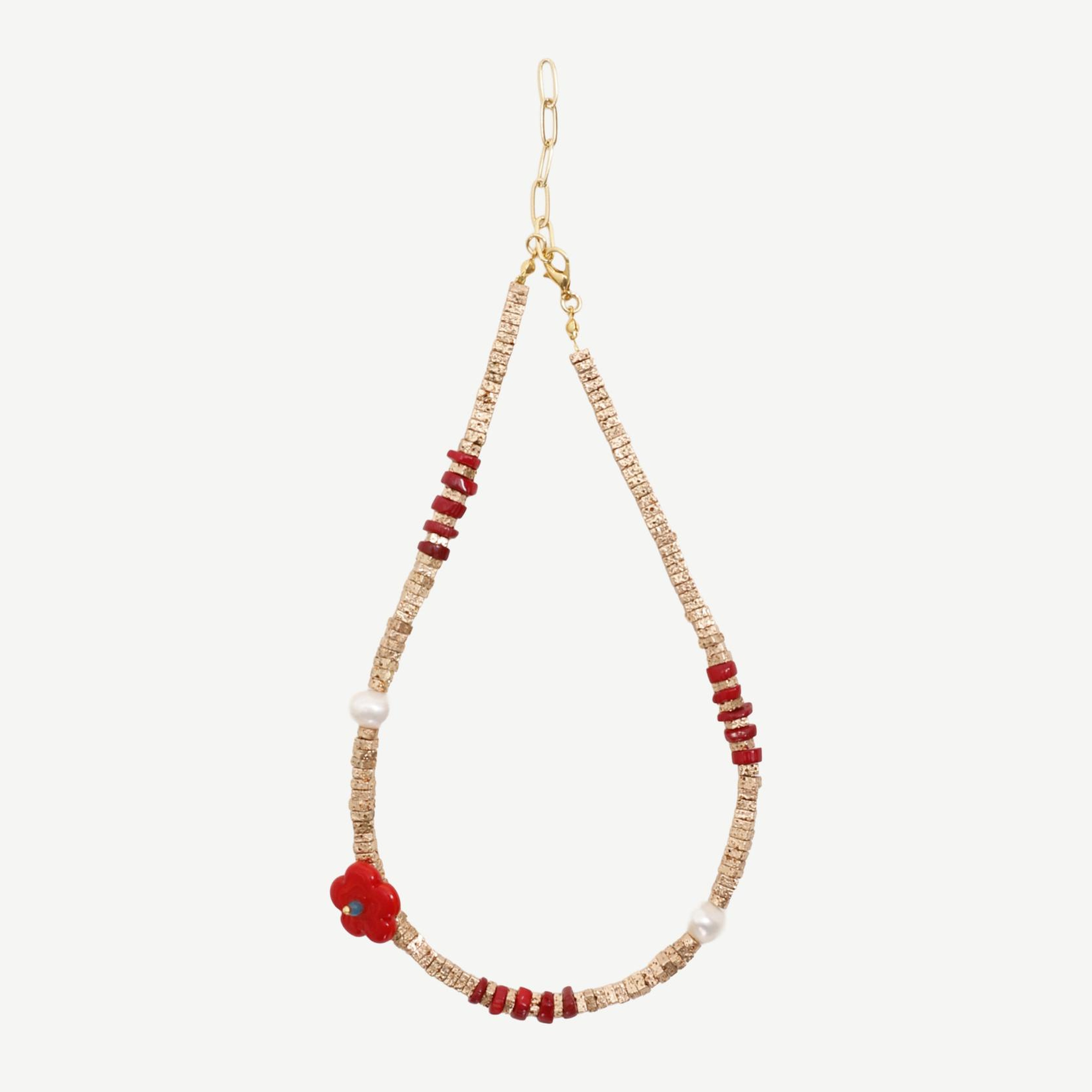 YARGICI Doğal Taş Ve Mercan Detaylı Kolye