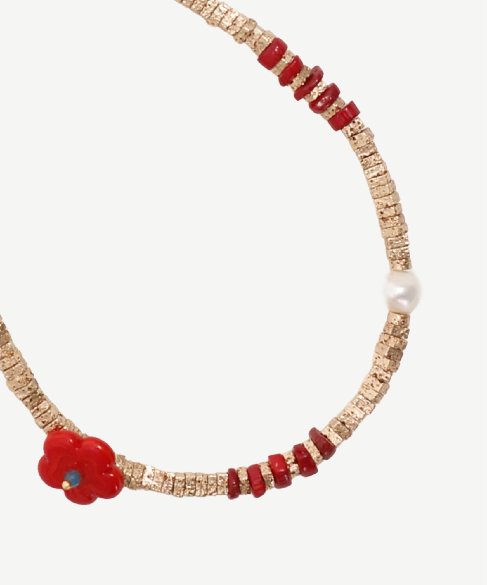 YARGICI Doğal Taş Ve Mercan Detaylı Kolye