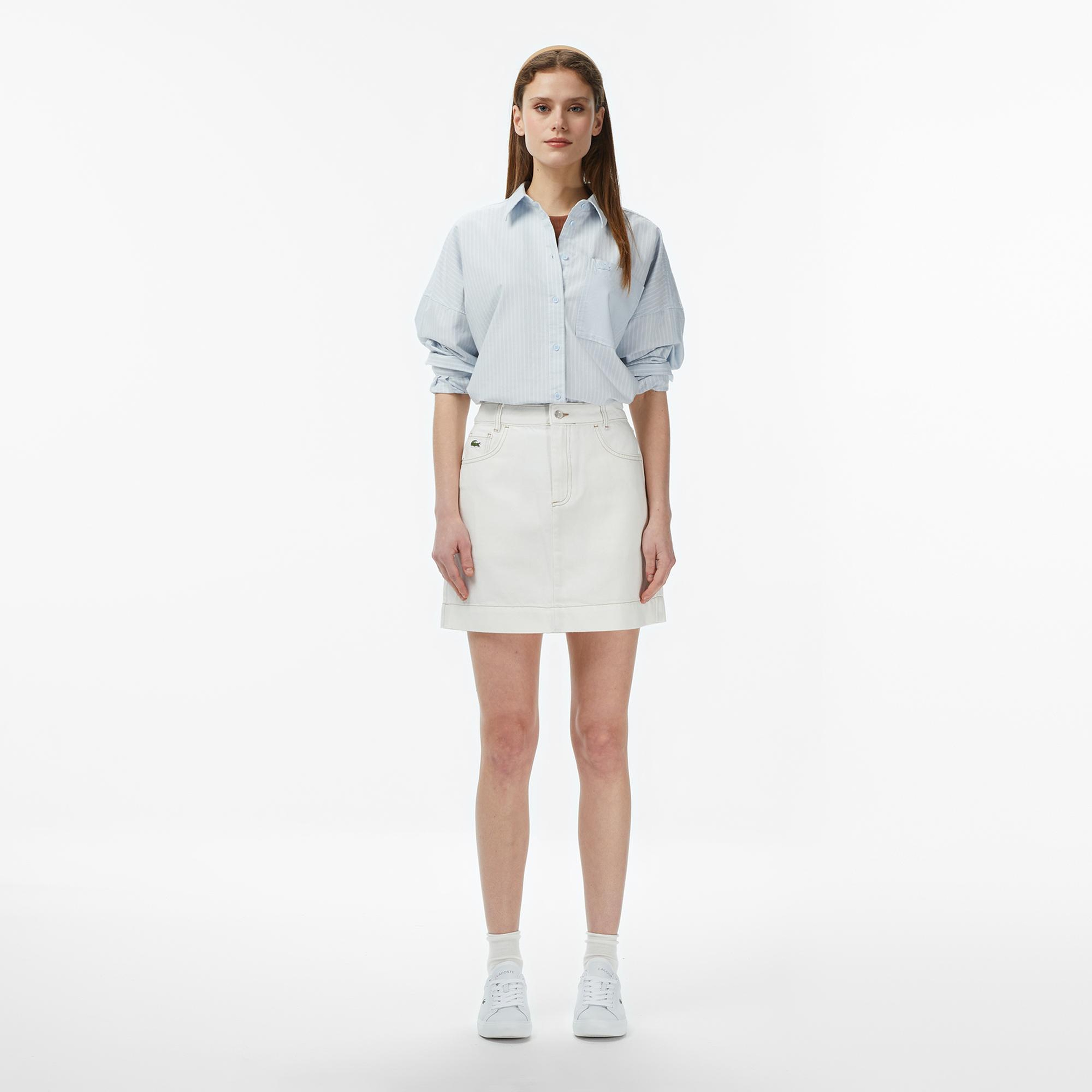 Lacoste Kadın Relaxed Fit Mavi Gömlek