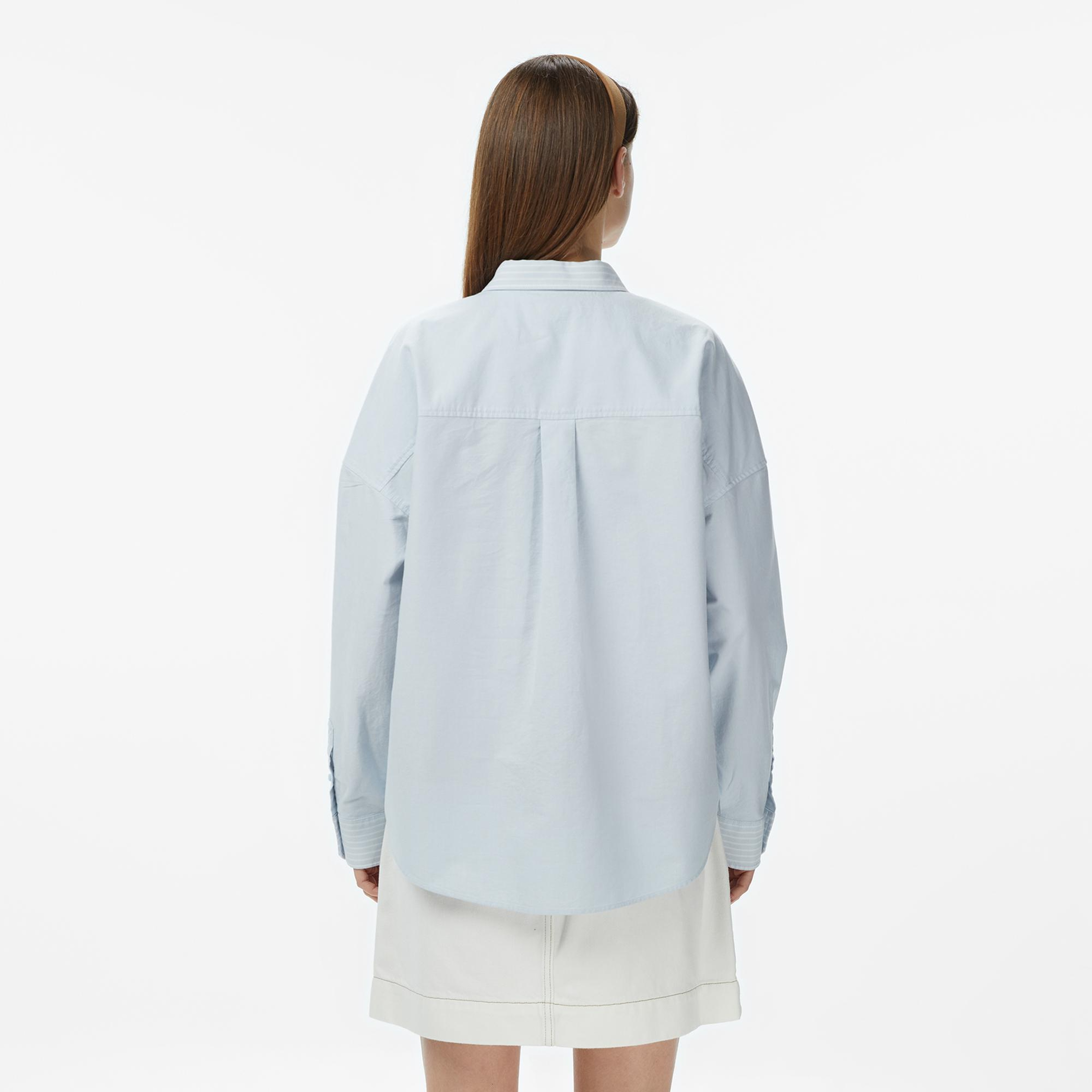 Lacoste Kadın Relaxed Fit Mavi Gömlek