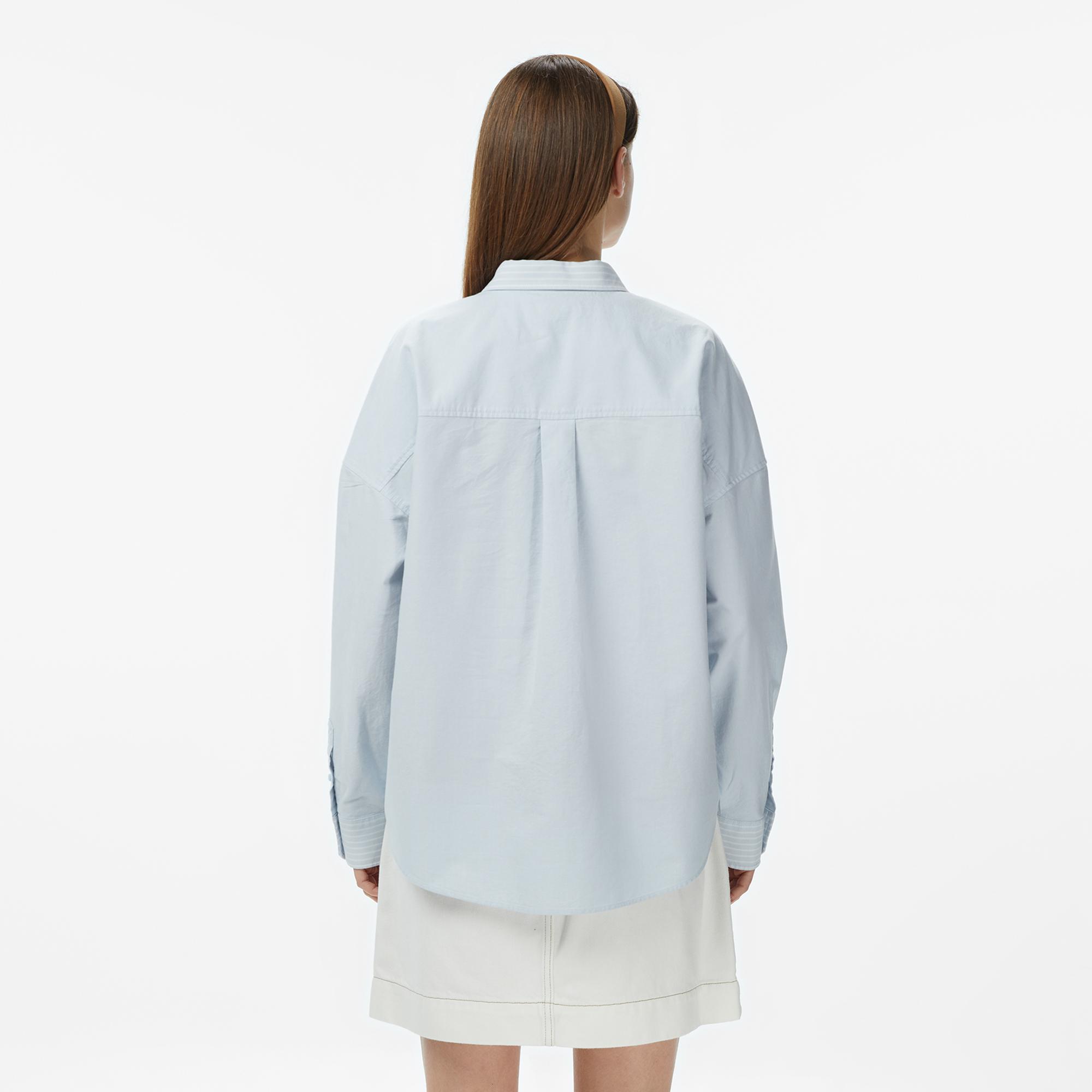 Lacoste Kadın Relaxed Fit Mavi Gömlek