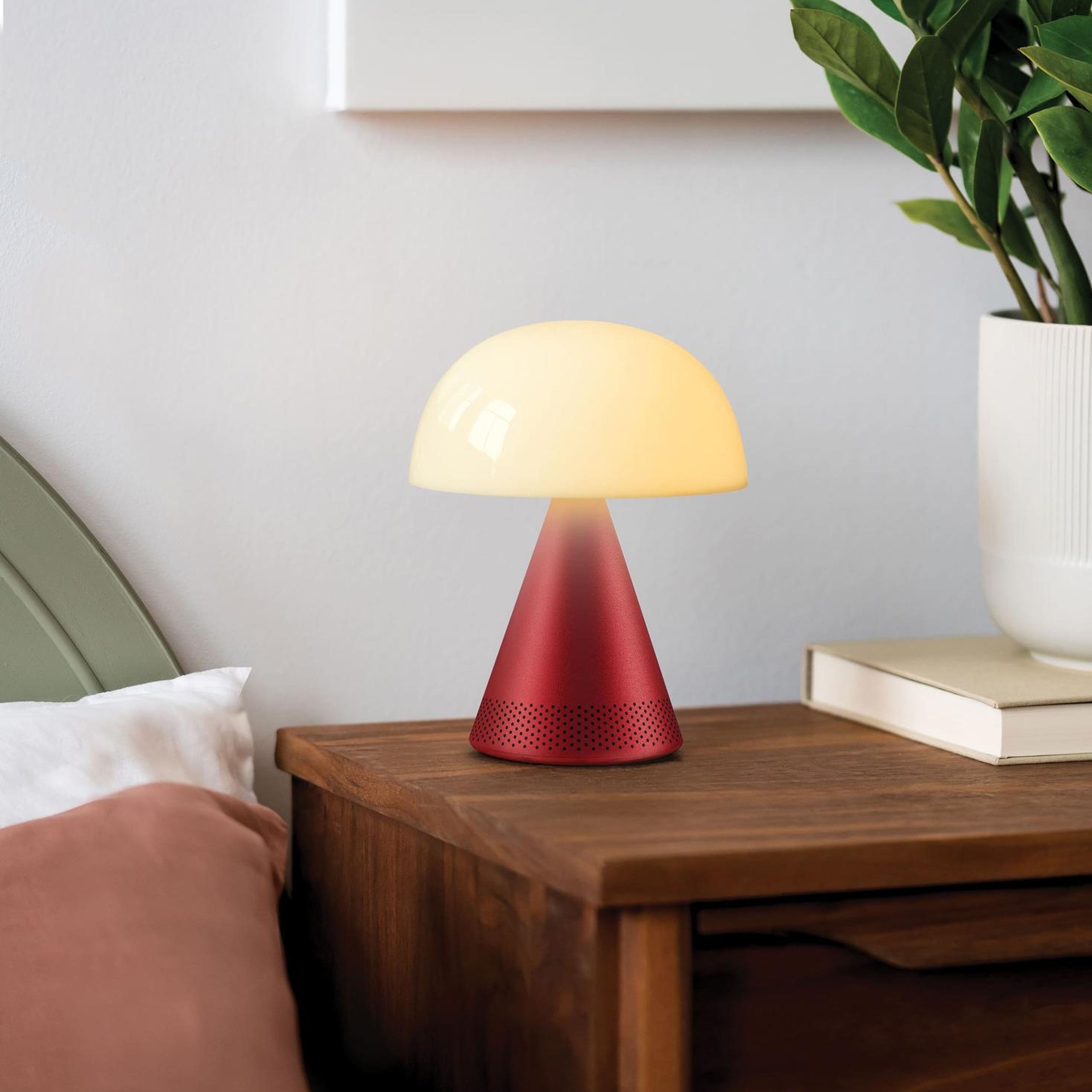 Lexon Mina L Led Lamba ve  Bluetooth Hoparlör Koyu Kırmızı