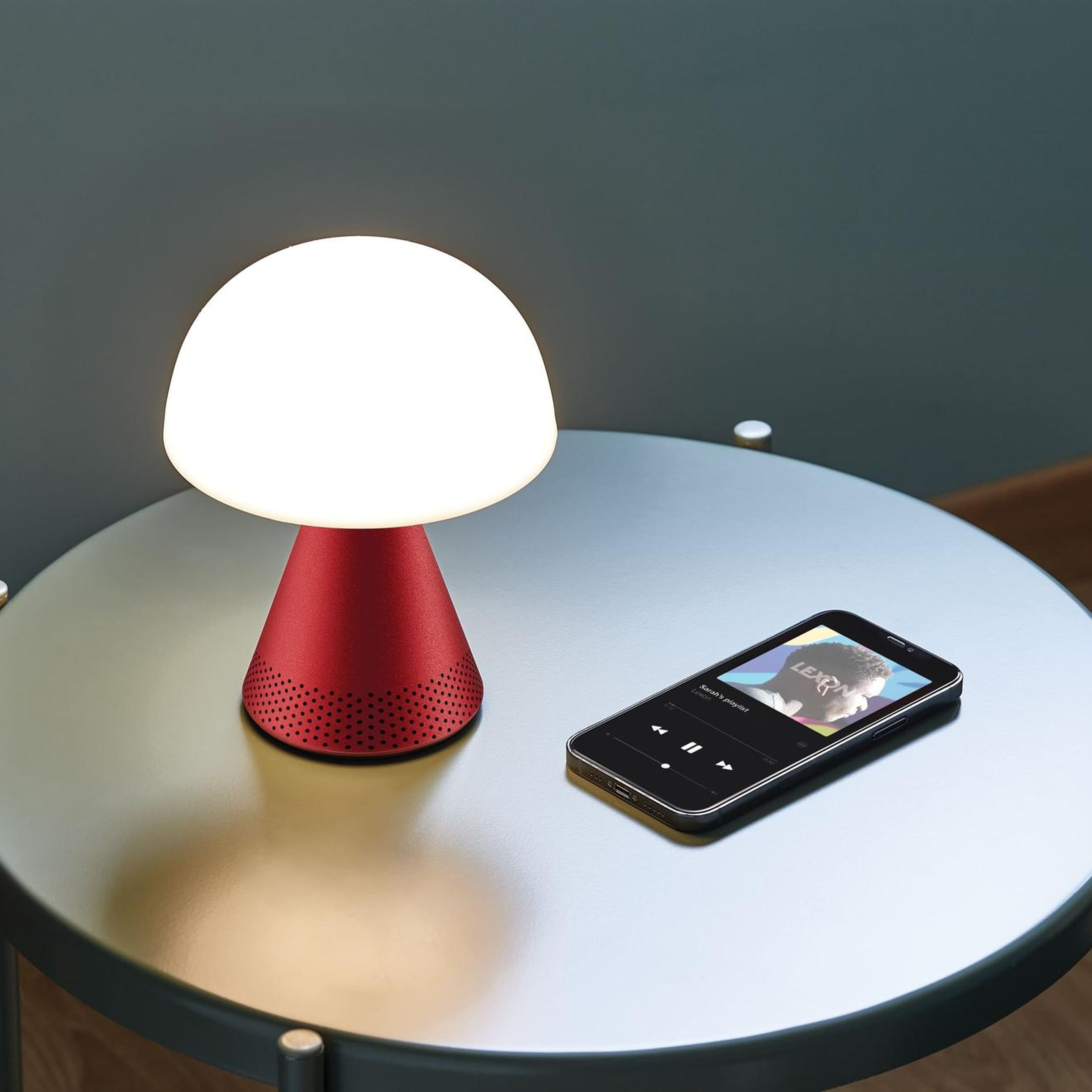 Lexon Mina L Led Lamba ve  Bluetooth Hoparlör Koyu Kırmızı